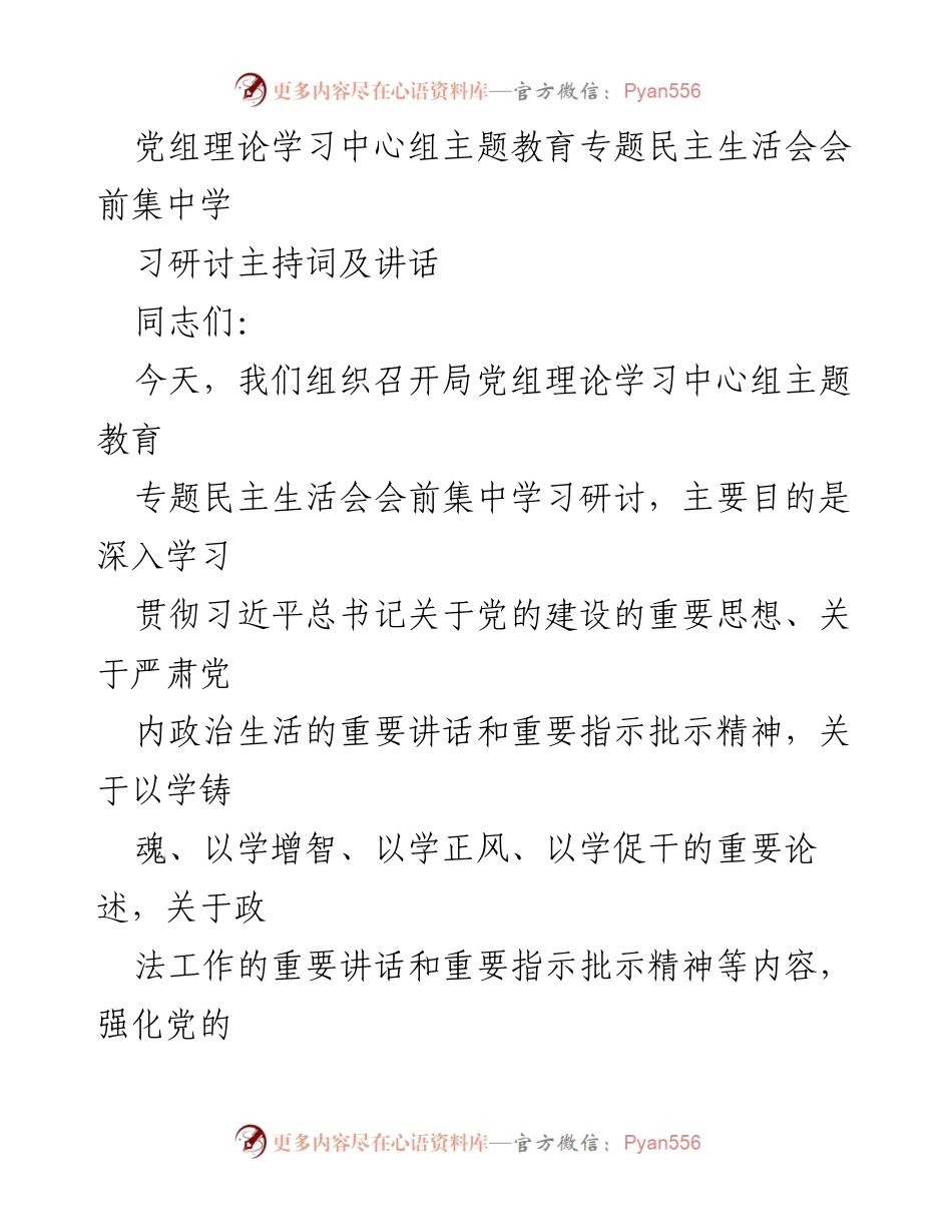 [发言] 党组理论学习中心组主题教育专题民主生活会 - 深化理论学习，推动主题教育成效.docx_第1页