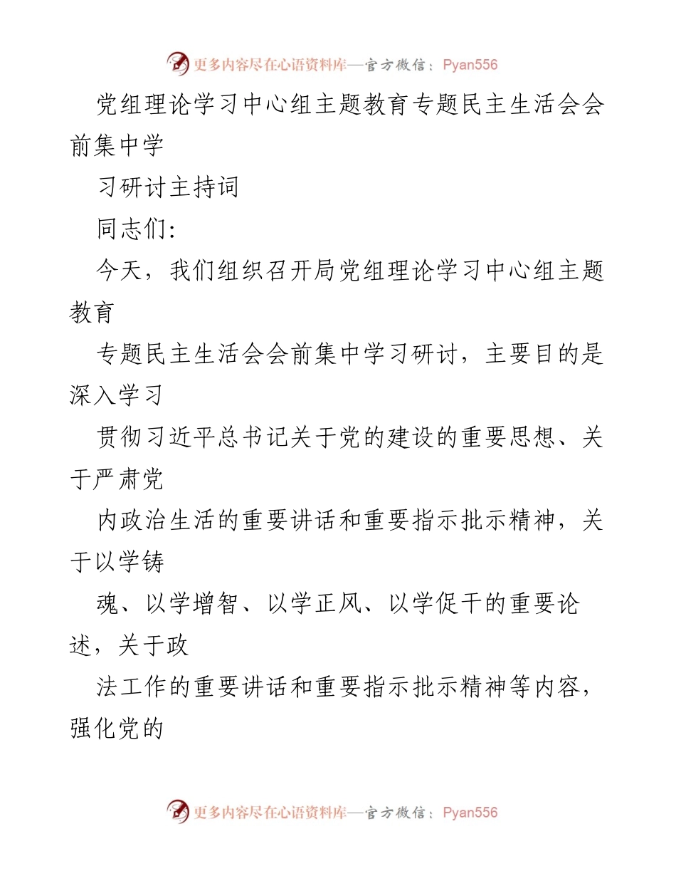 [发言] 党组理论学习中心组专题民主生活会 - 深化理论学习，推动主题教育成效_1.docx_第1页