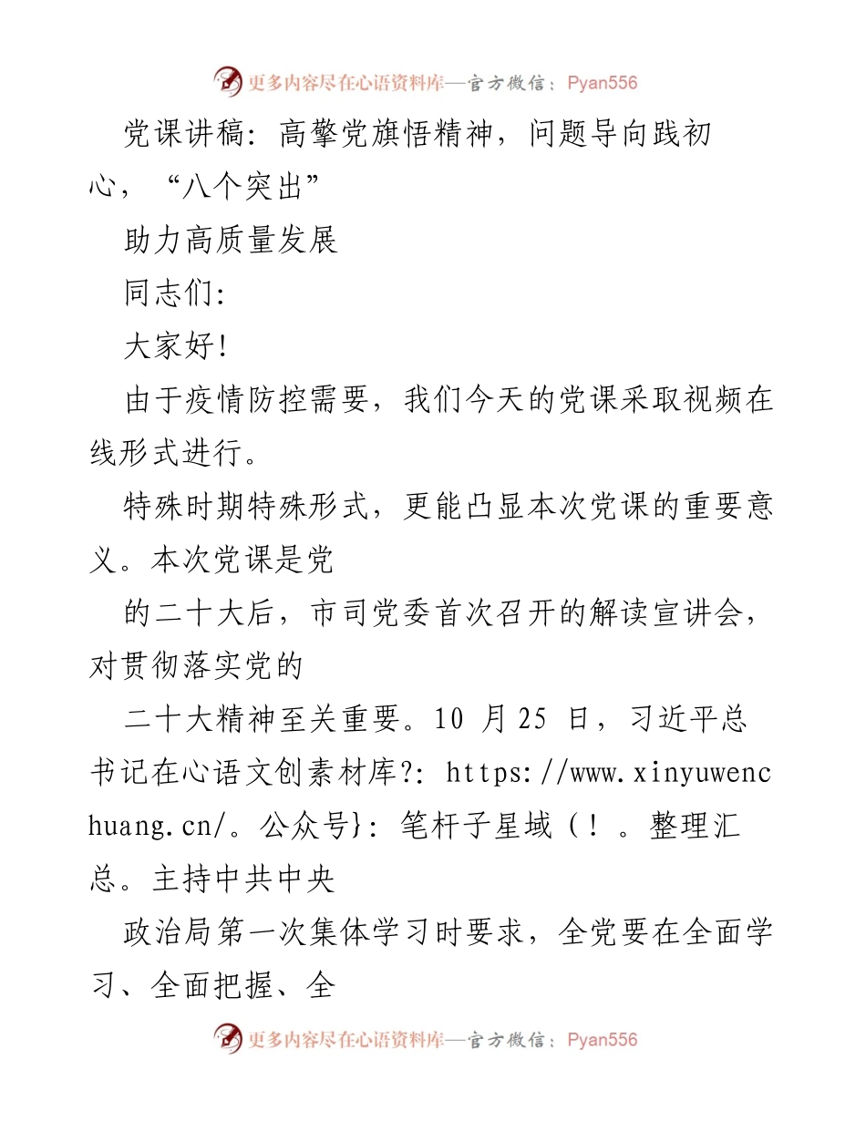 [发言] 党课 - 深入学习贯彻党的二十大精神，推动高质量发展_3.docx_第1页