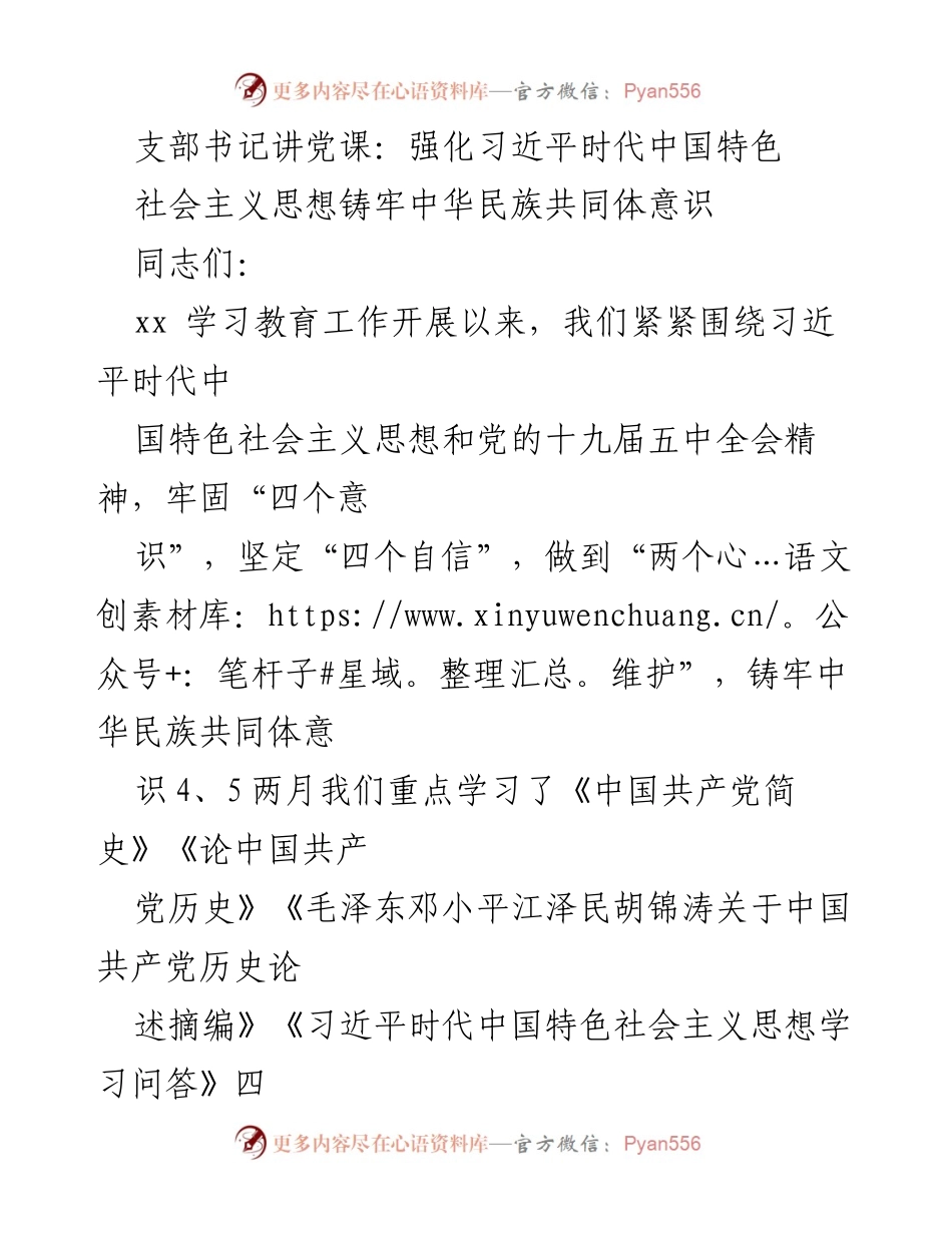 [发言] 党课 - 深入学习习近平新时代中国特色社会主义思想与中华民族共同体意识.docx_第1页