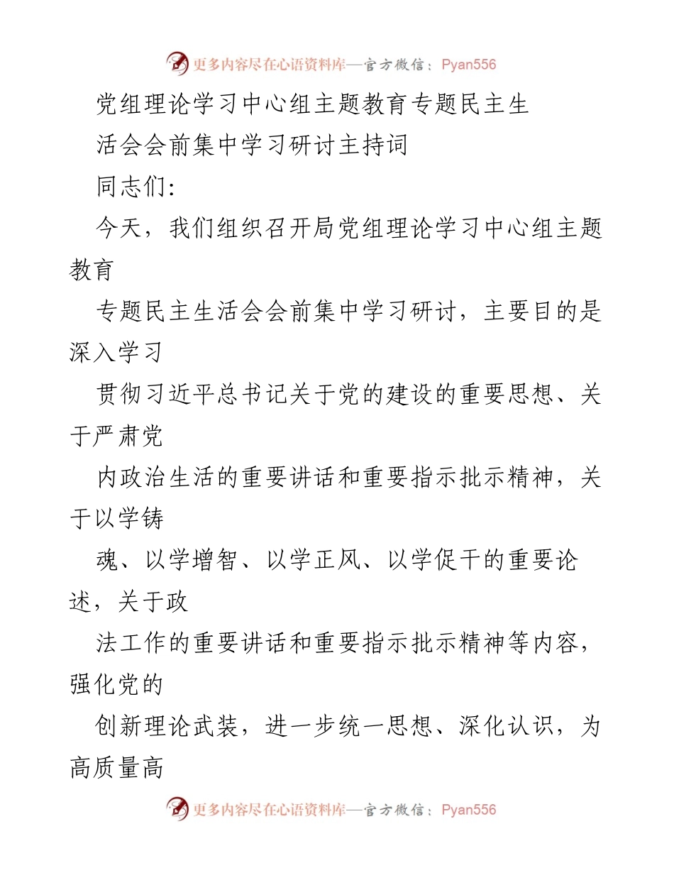 [发言] 党组理论学习中心组专题民主生活会 - 深化理论学习，推动主题教育成效.docx_第1页