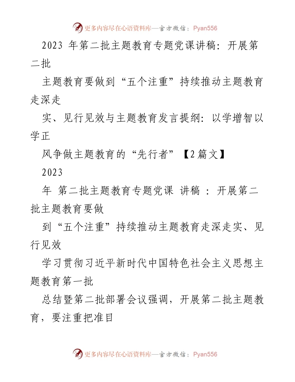 [发言] 党课 - 深化主题教育的“五个注重”与实效落实.docx_第1页