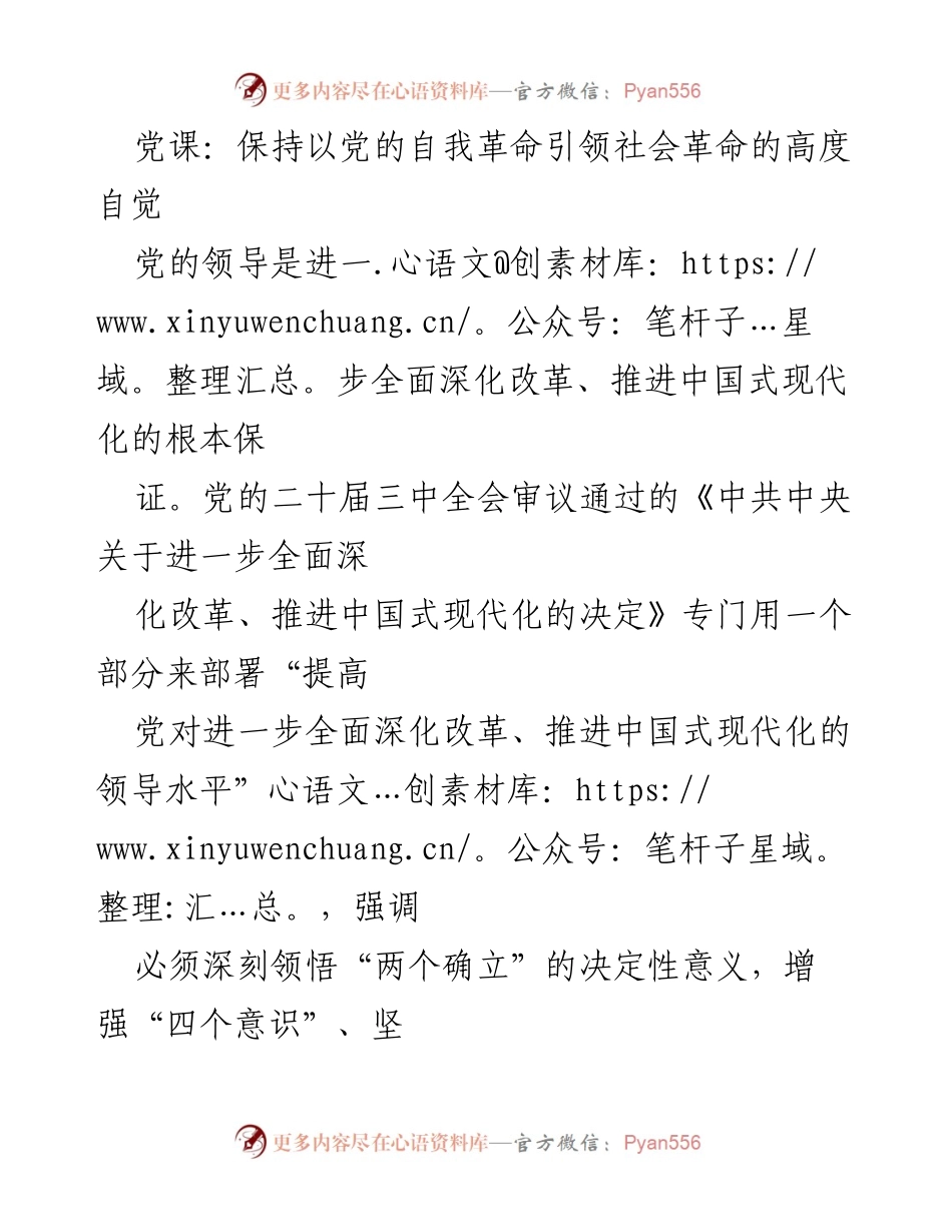 [发言] 党课 - 以自我革命引领社会革命，推动中国式现代化.docx_第1页