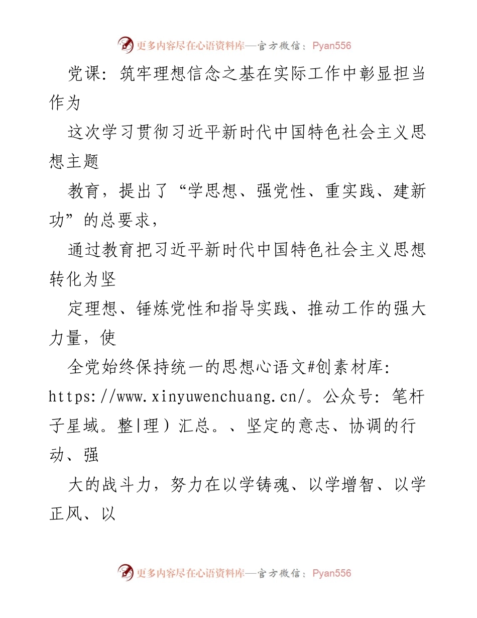 [发言] 党课 - 理想信念与担当：强化党员的精神支柱与实践责任.docx_第1页