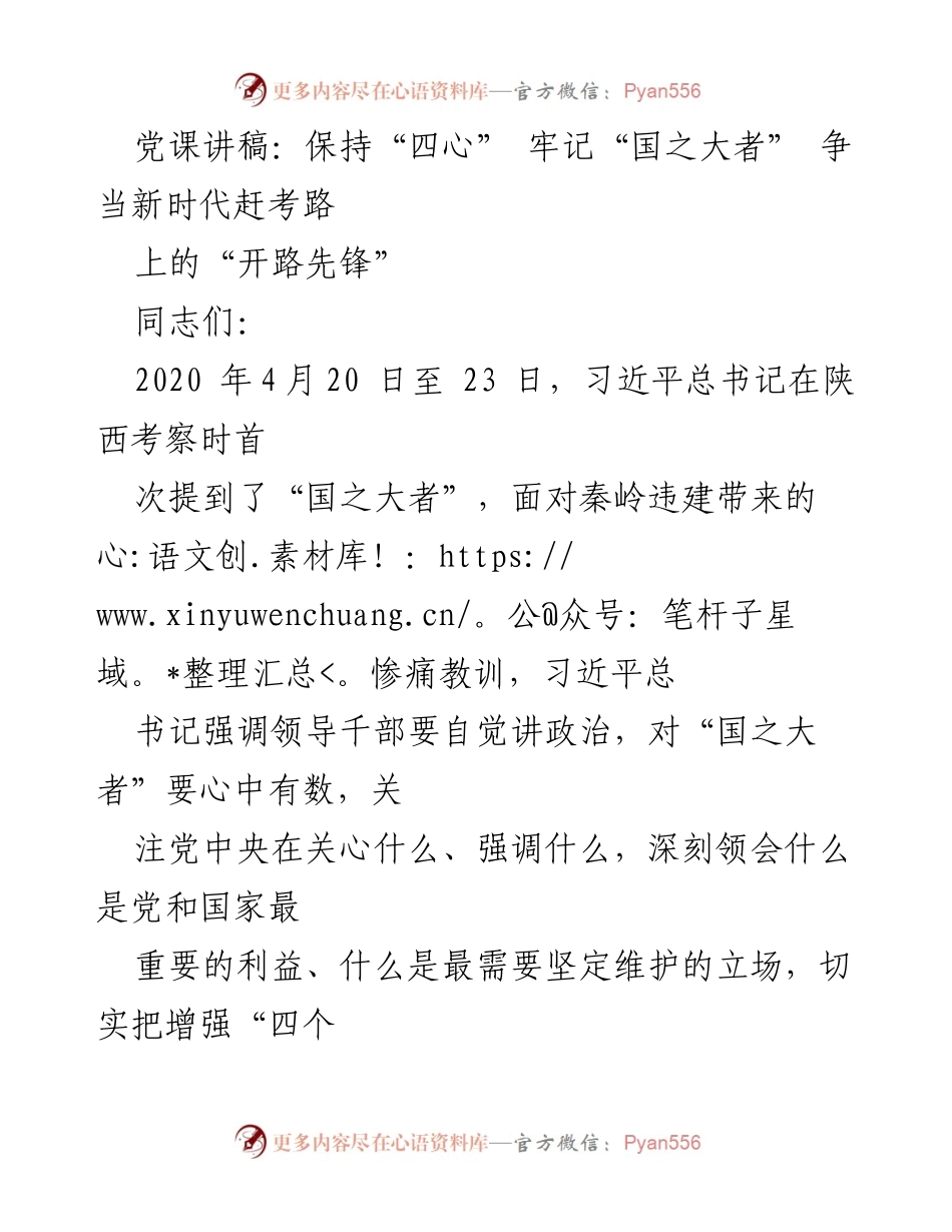 [发言] 党课 - 深入学习“国之大者” 争当新时代的先锋.docx_第1页