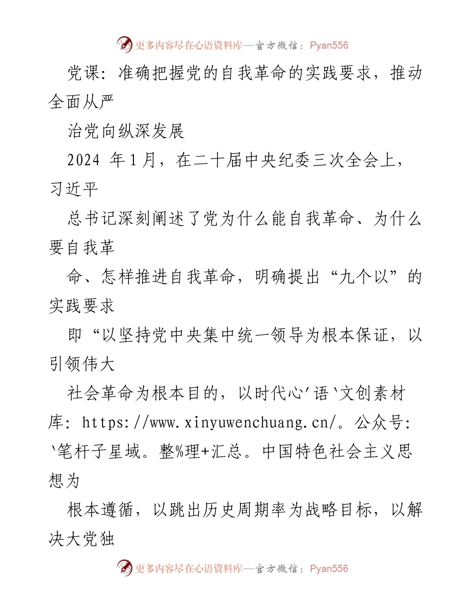 [发言] 党课 - 深刻理解党的自我革命实践要求推动全面从严治党.docx_第1页
