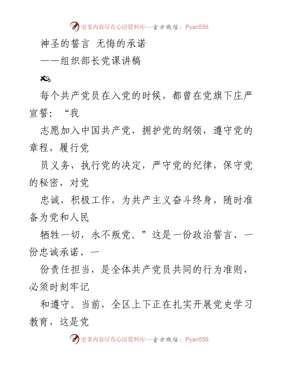 [发言] 党课 - 坚守誓言，践行承诺：共产党员的责任与信仰.docx_第1页