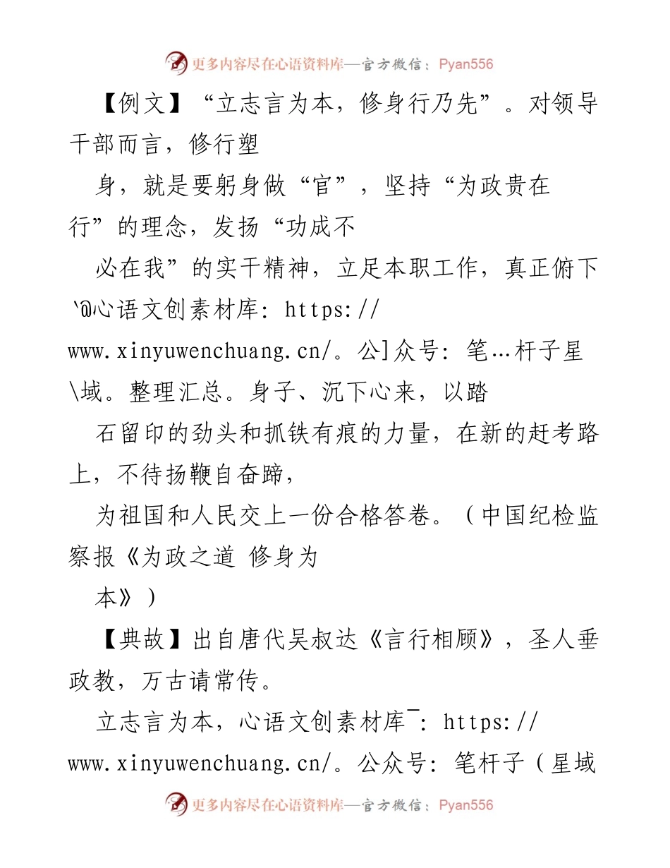 [发言] 党课报告 - 以身作则，修身为本：年轻干部的从政之路.docx_第1页