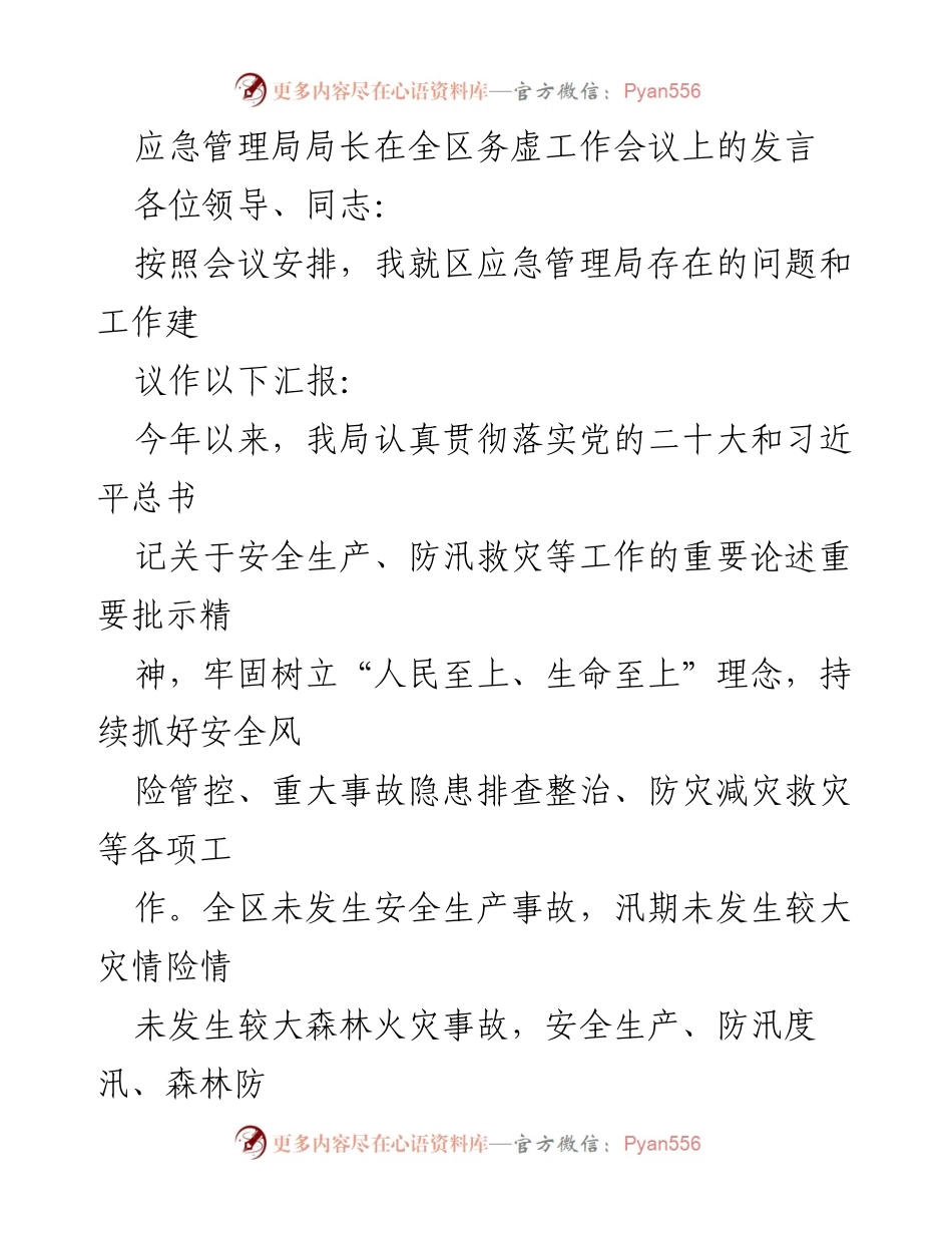 [发言] 全区务虚工作会议 - 区应急管理局工作汇报与2024年工作规划.docx_第1页