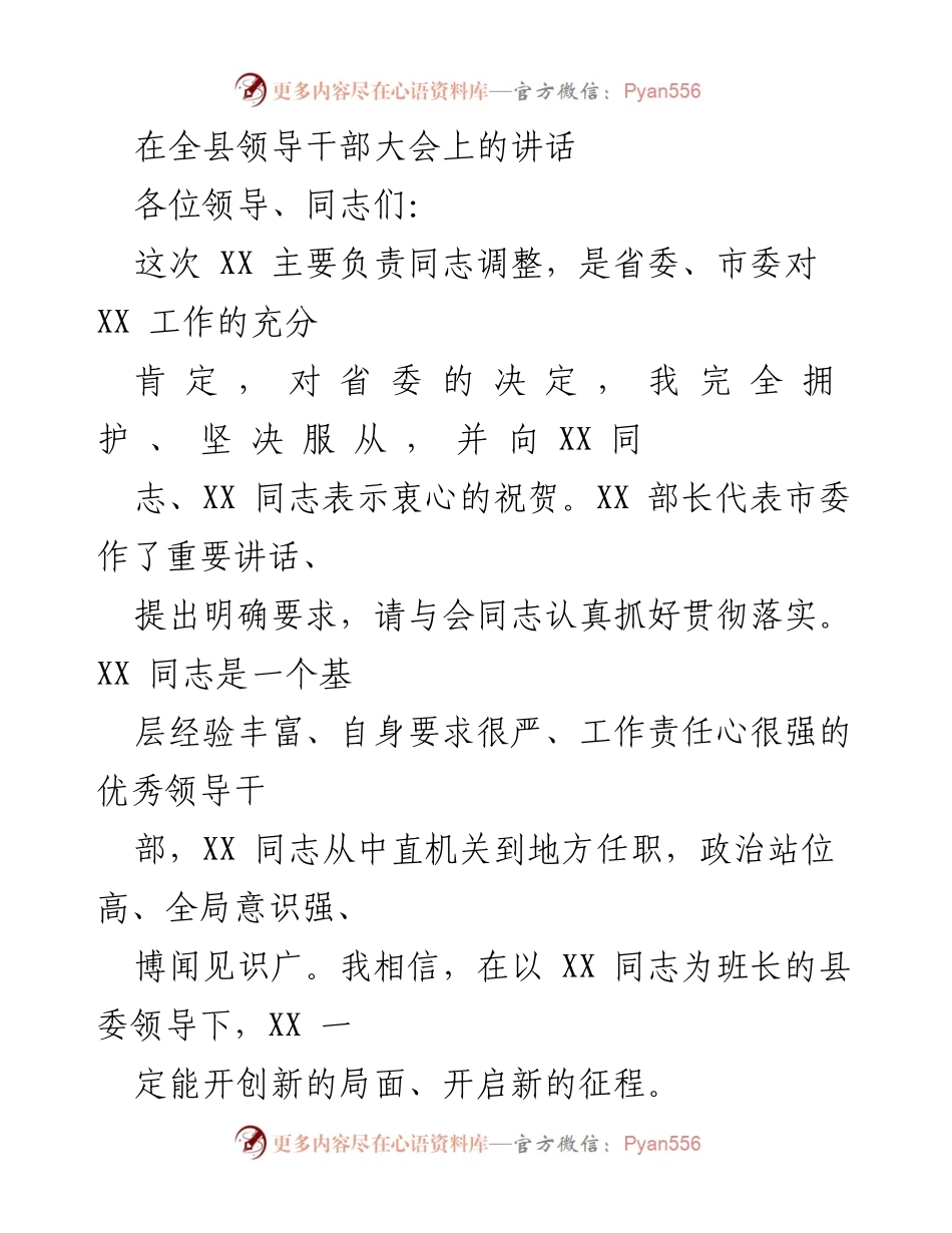 [发言] 全县领导干部大会 - 领导干部大会讲话：回顾与展望.docx_第1页