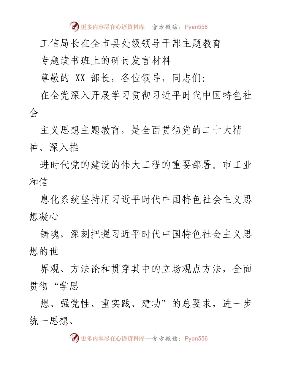 [发言] 全市县处级领导干部主题教育专题读书班 - 深入推进政治建设，推动主题教育实效.docx_第1页