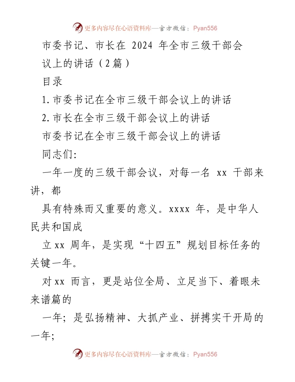 [发言] 全市三级干部会议 - 高质量建设现代化中等城市的战略部署与成就总结.docx_第1页
