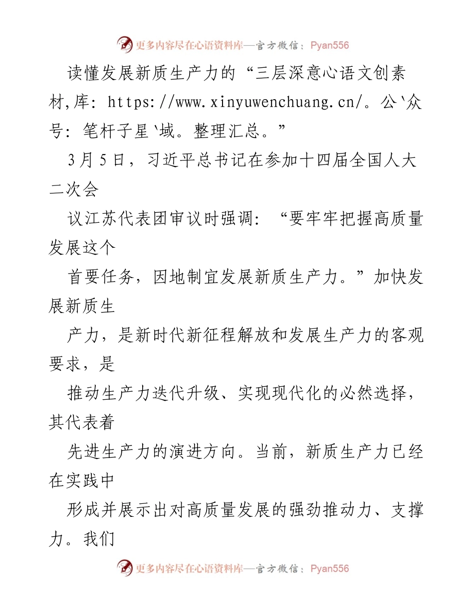 [发言] 全国人大会议 - 发展新质生产力的深意与实践.docx_第1页