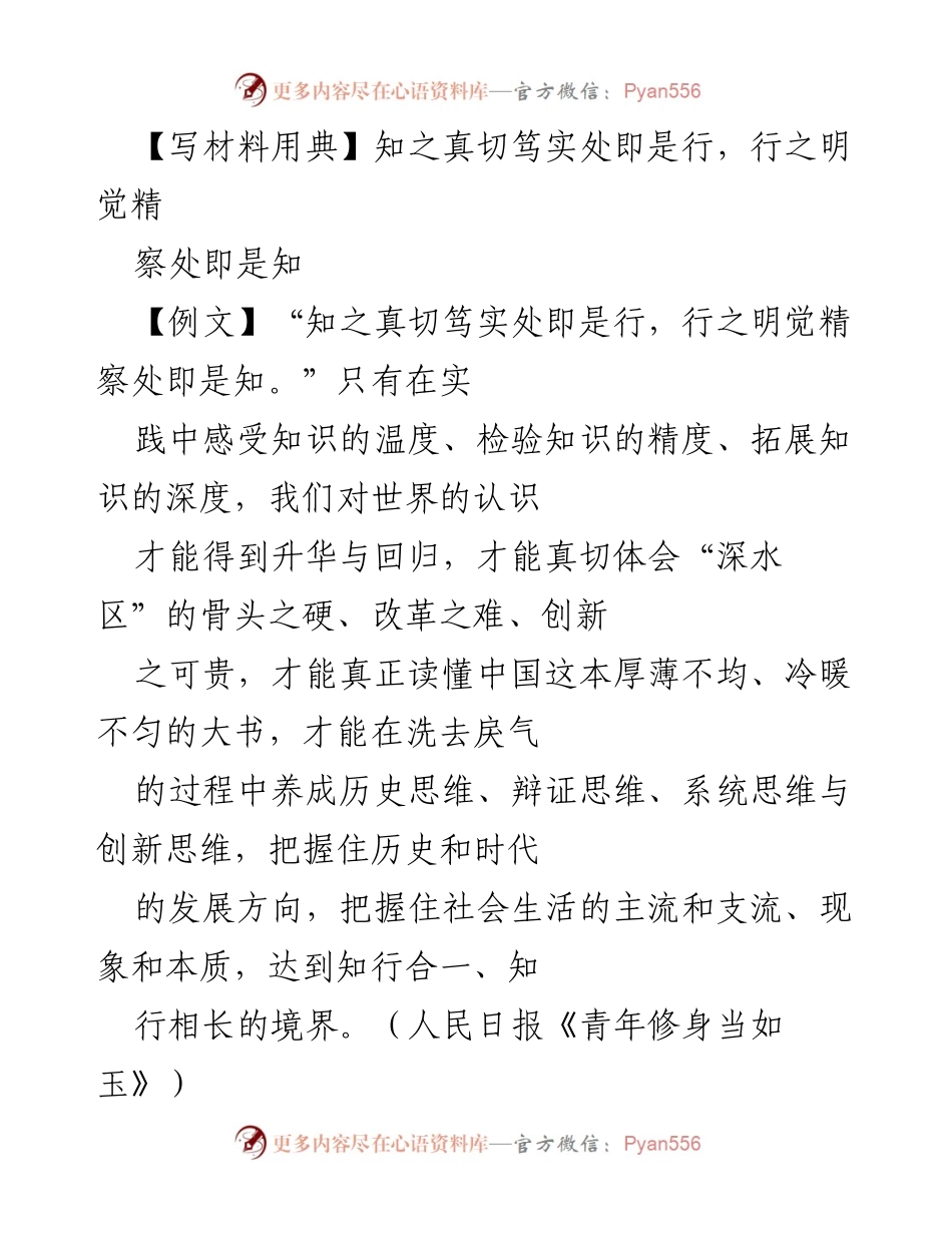 [发言] 党课报告 - 强调知行合一，激励党员干部实干精神.docx_第1页