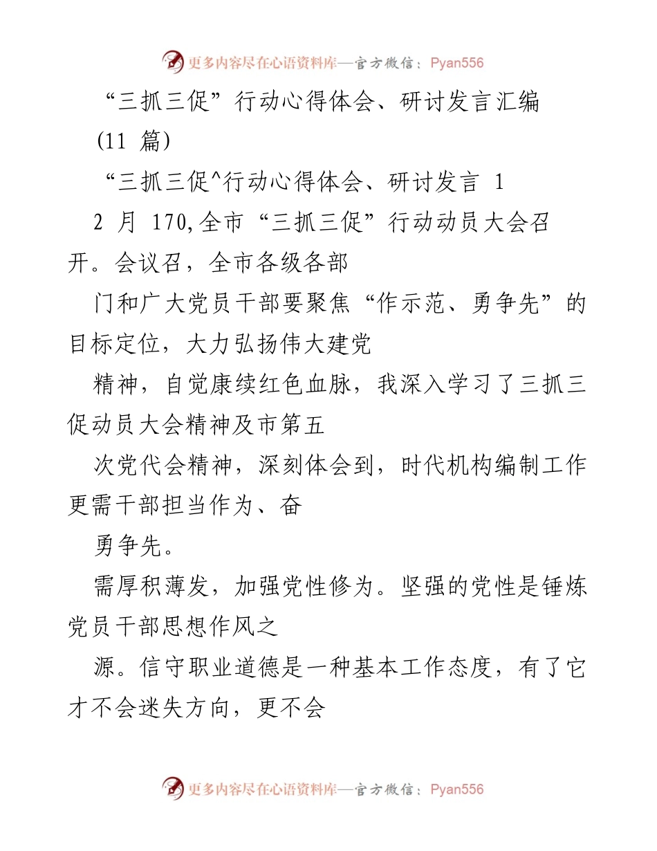 [发言] 动员大会 - “三抓三促”行动心得体会与实践反思.docx_第1页