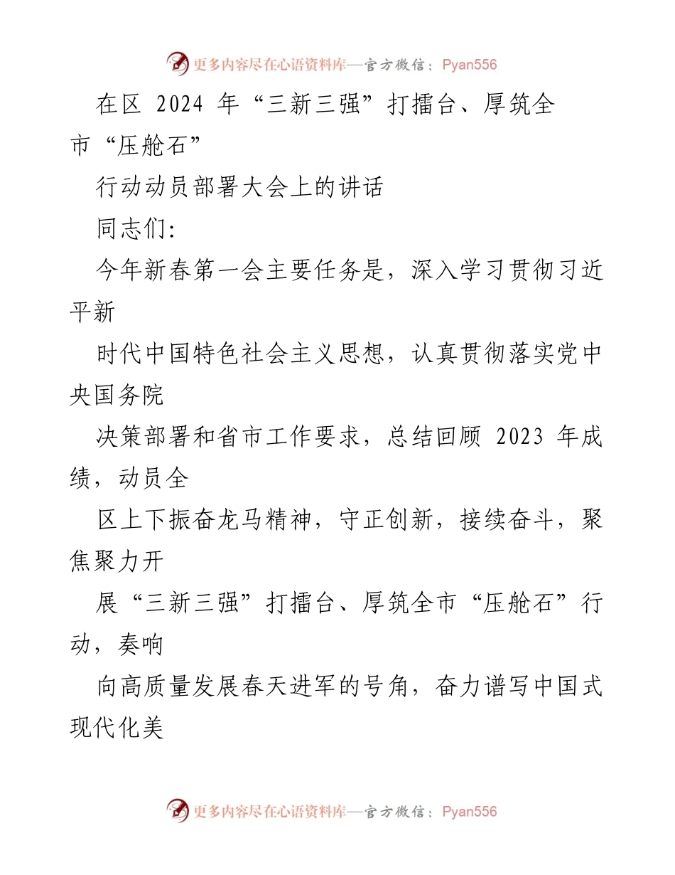 [发言] 动员部署大会 - _奋力谱写中国式现代化新篇章，推动高质量发展_.docx_第1页