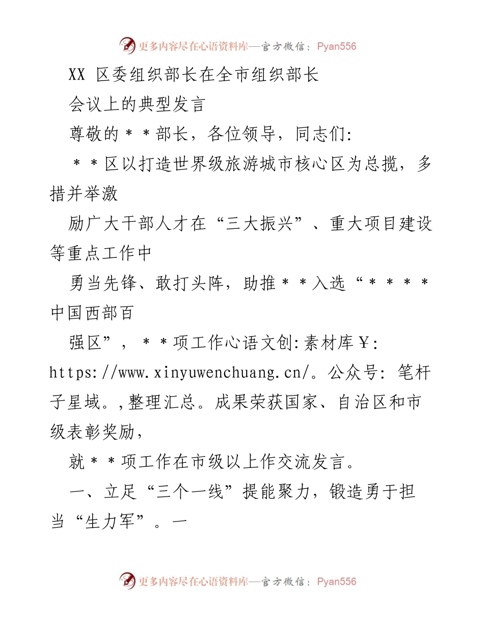 [发言] 全市组织部长会议 - 激励干部人才在重大项目中勇担先锋角色.docx_第1页