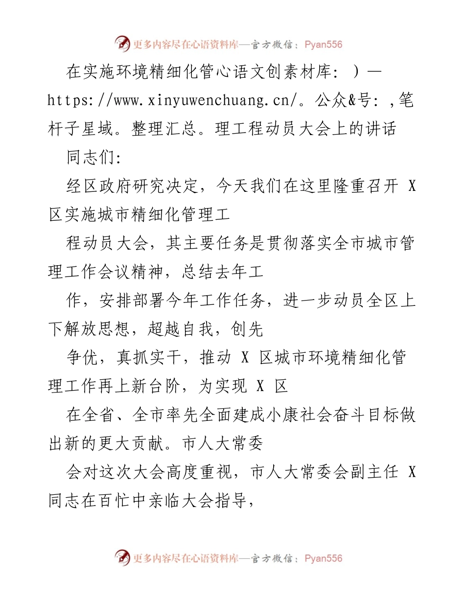 [发言] 动员大会 - 推动城市环境精细化管理再上新台阶.docx_第1页