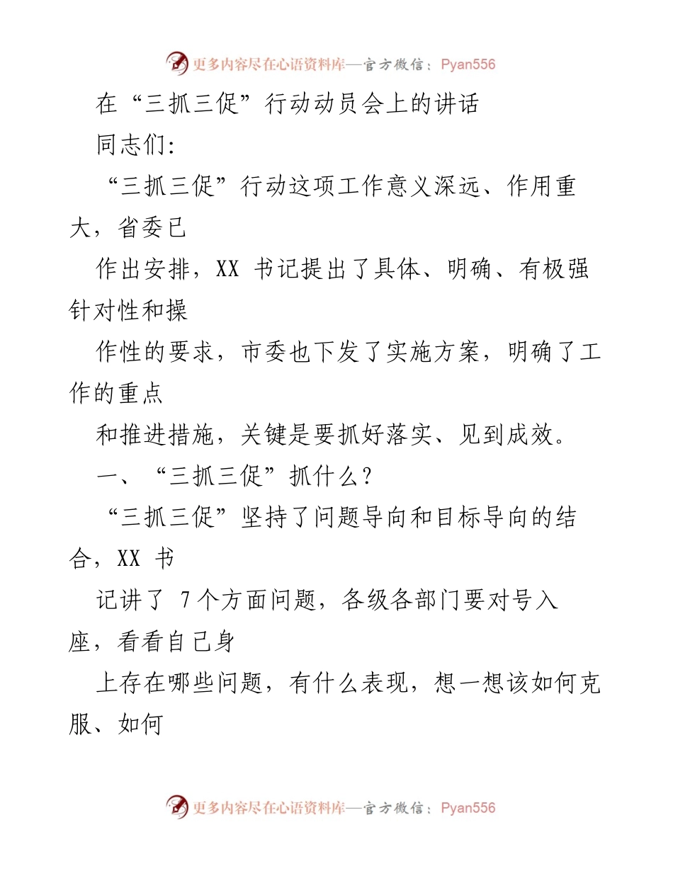 [发言] 动员会 - “三抓三促”行动的重要性与实施要求.docx_第1页