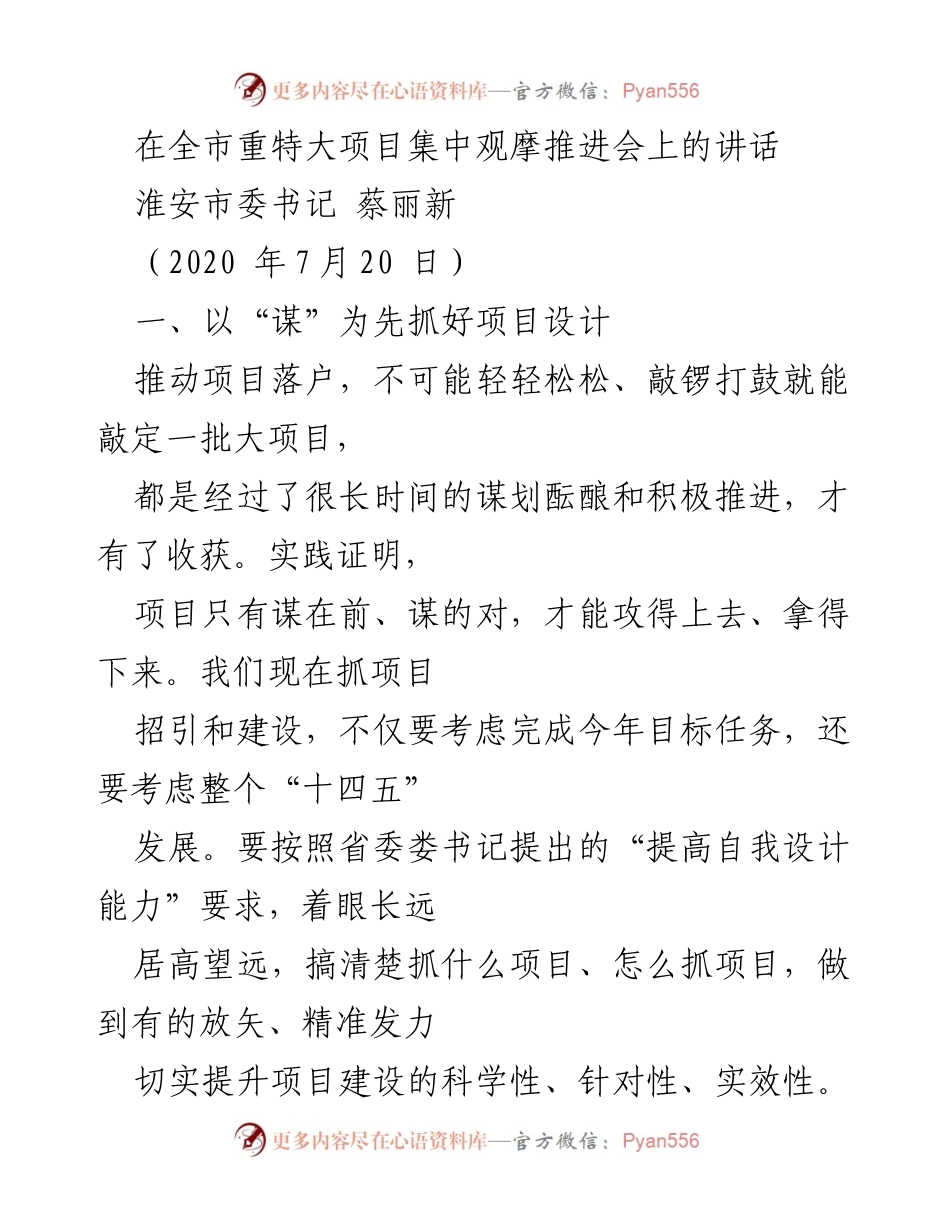 [发言] 全市重特大项目集中观摩推进会 - 项目谋划与建设的务实路径.docx_第1页