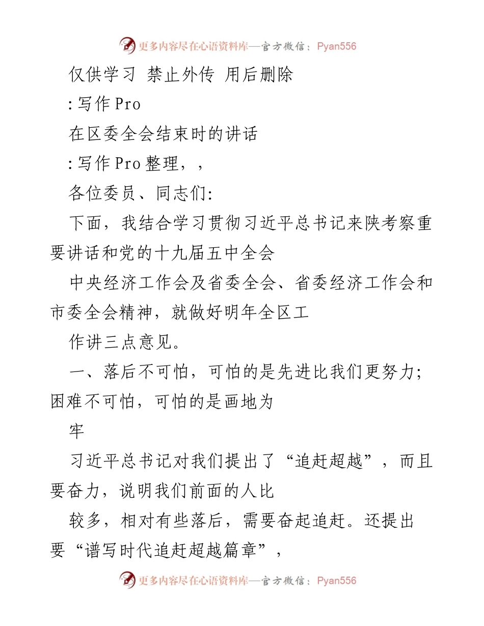 [发言] 区委全会 - 追赶超越：推动高质量发展的三点意见.docx_第1页