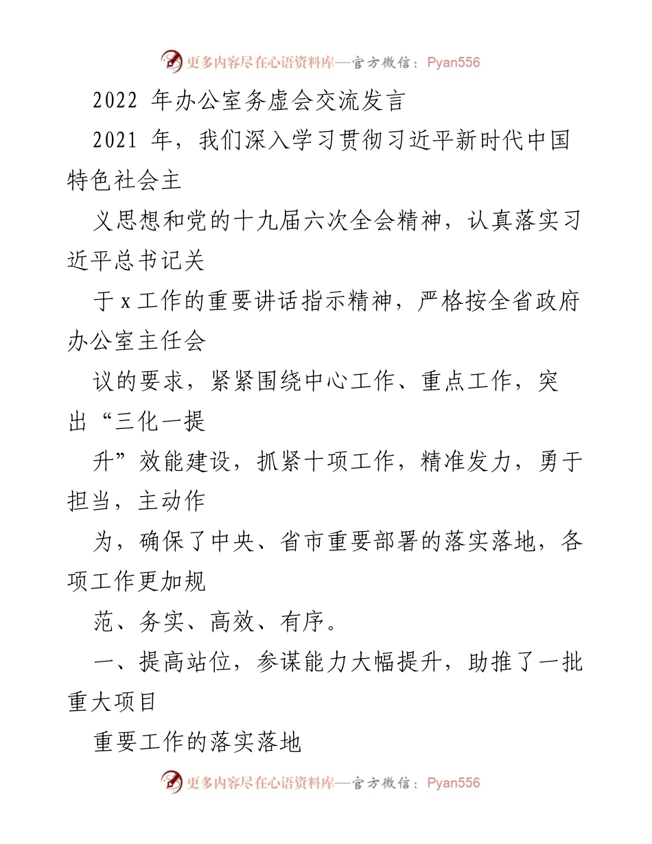 [发言] 办公室务虚会 - 提升政务效能，助推重大项目落实的经验分享.docx_第1页