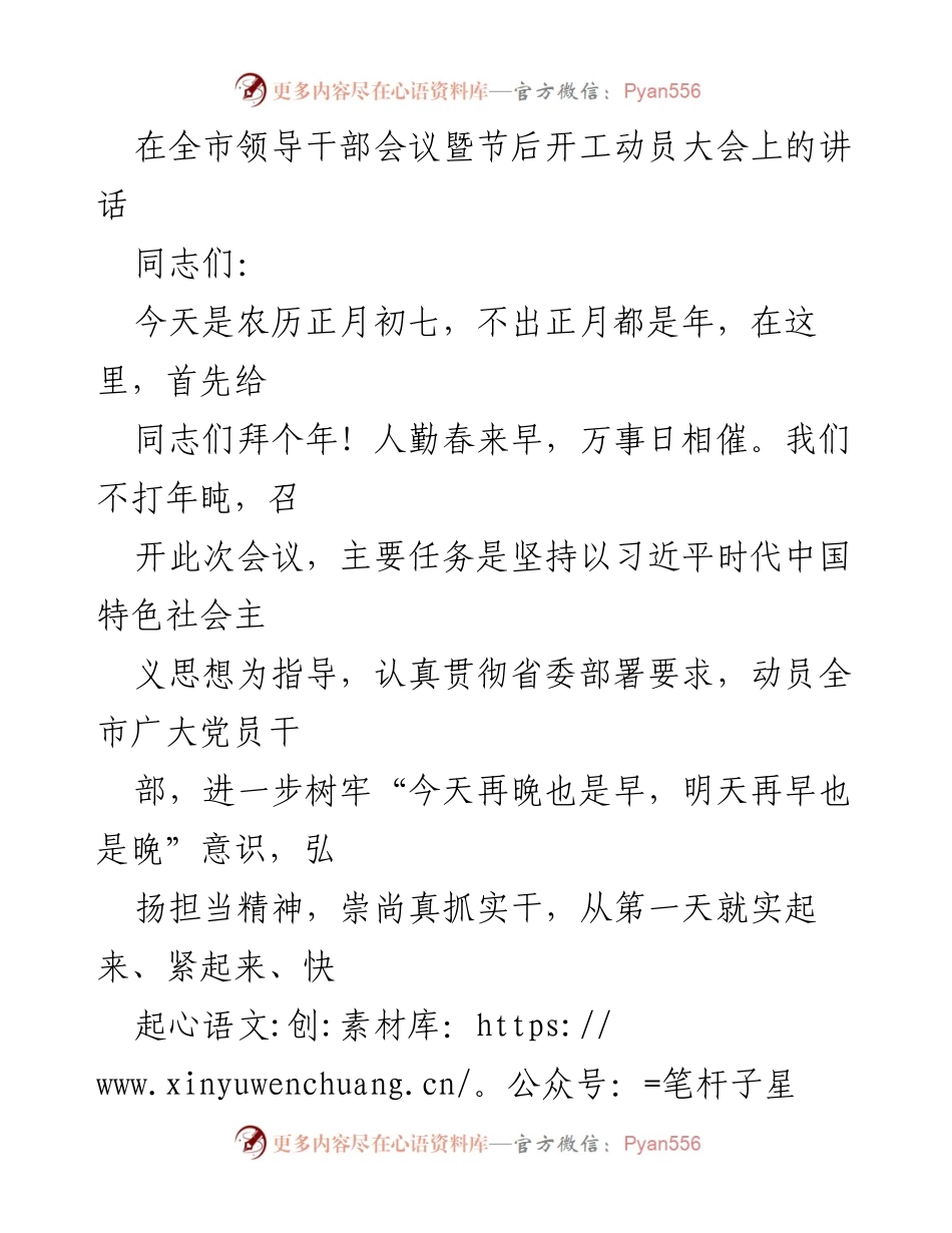 [发言] 全市领导干部会议 - 加速落实，奋力开创社会主义现代化大都市建设新局面.docx_第1页