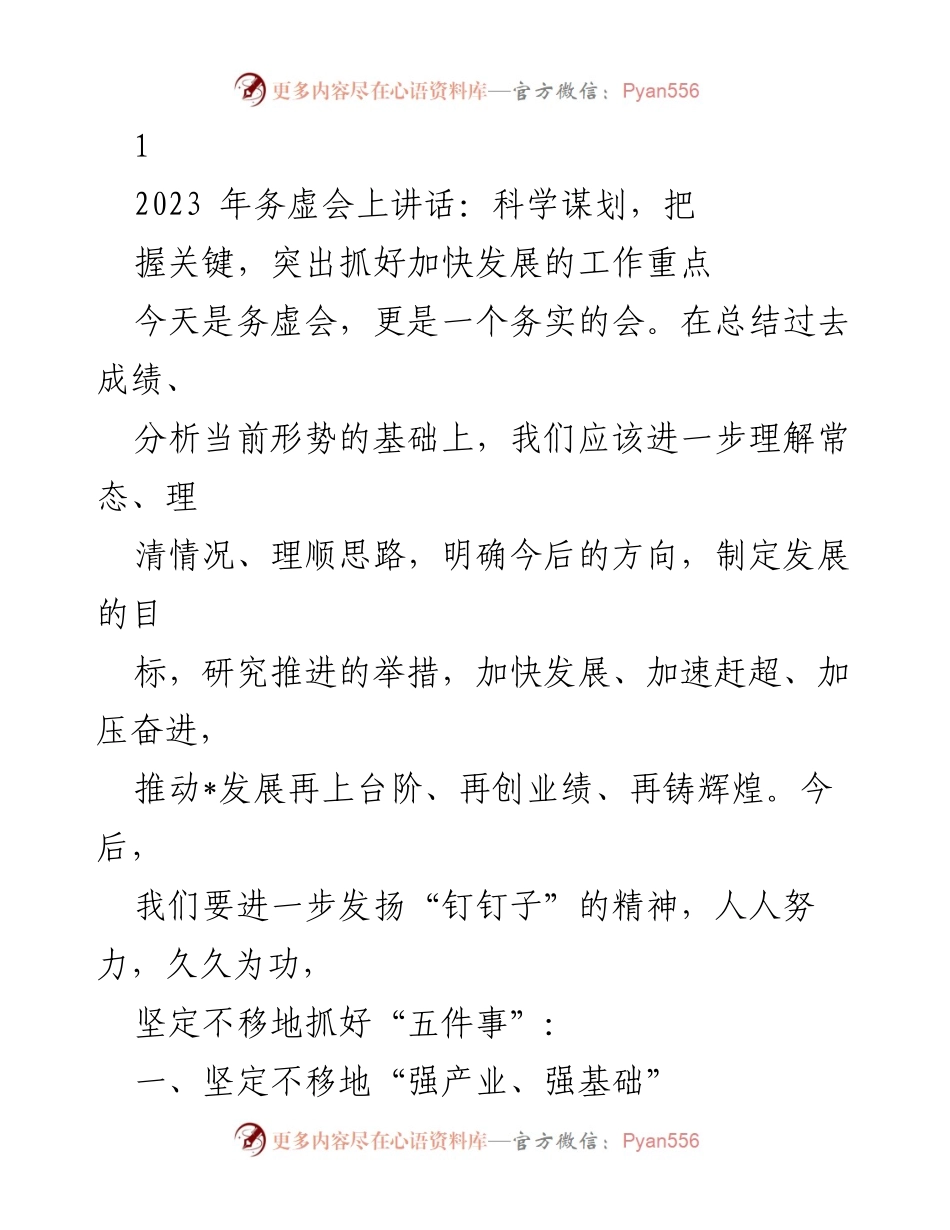 [发言] 务虚会 - 科学谋划加快发展，推动产业振兴.docx_第1页