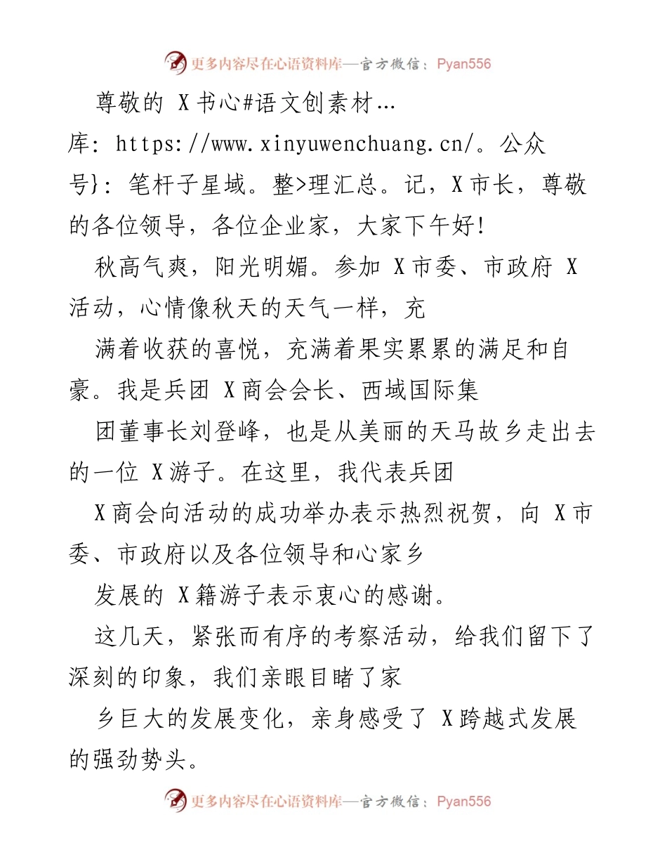 [发言] 兵团X商会在“春晖行动”恳谈活动中的致辞与发展展望.docx_第1页
