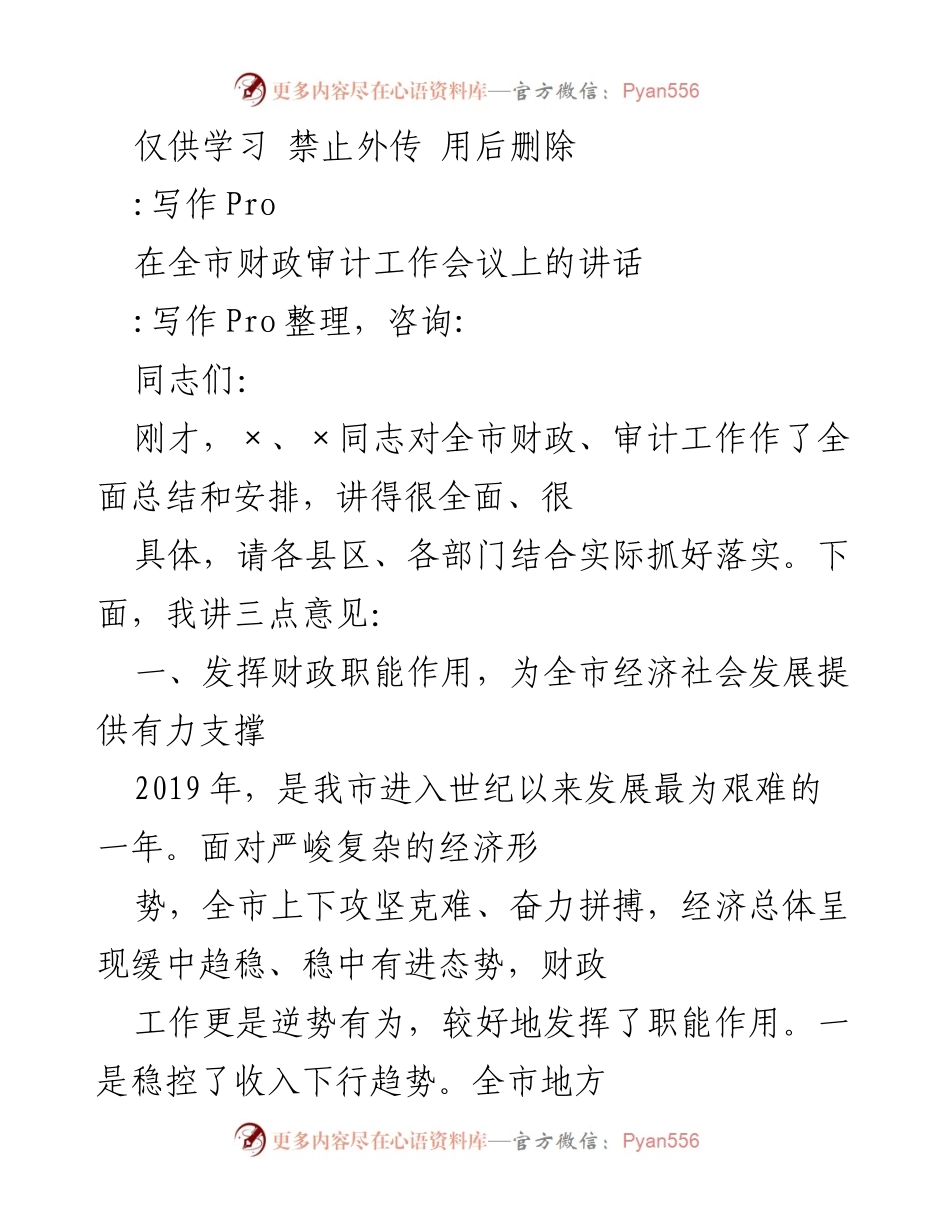 [发言] 全市财政审计工作会议 - 全市财政审计工作面临的挑战与应对策略.docx_第1页