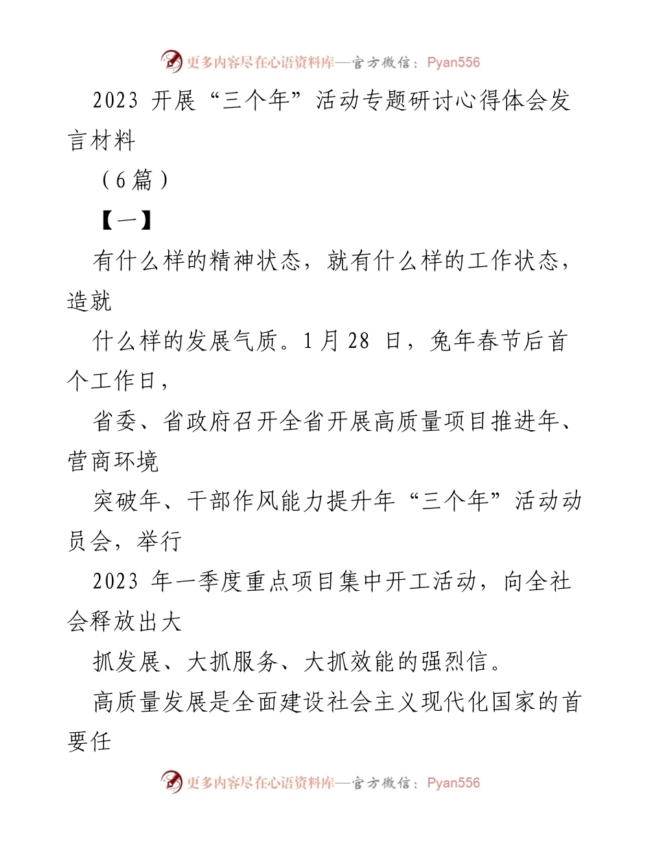 [发言] 动员会 - 高质量发展与“三个年”活动的深远意义.docx_第1页