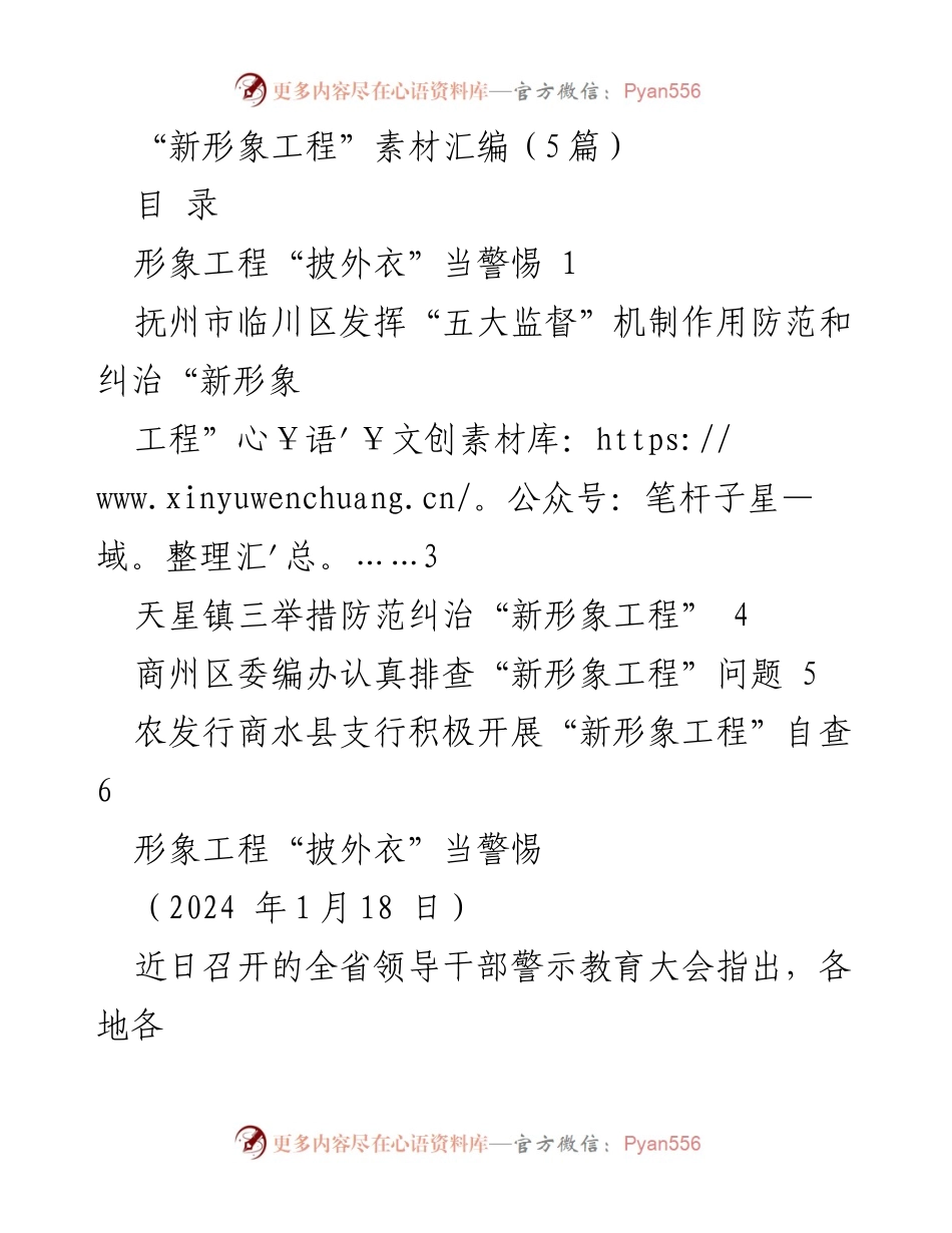 [发言] 全省领导干部警示教育大会 - 新形象工程的警示与反思.docx_第1页