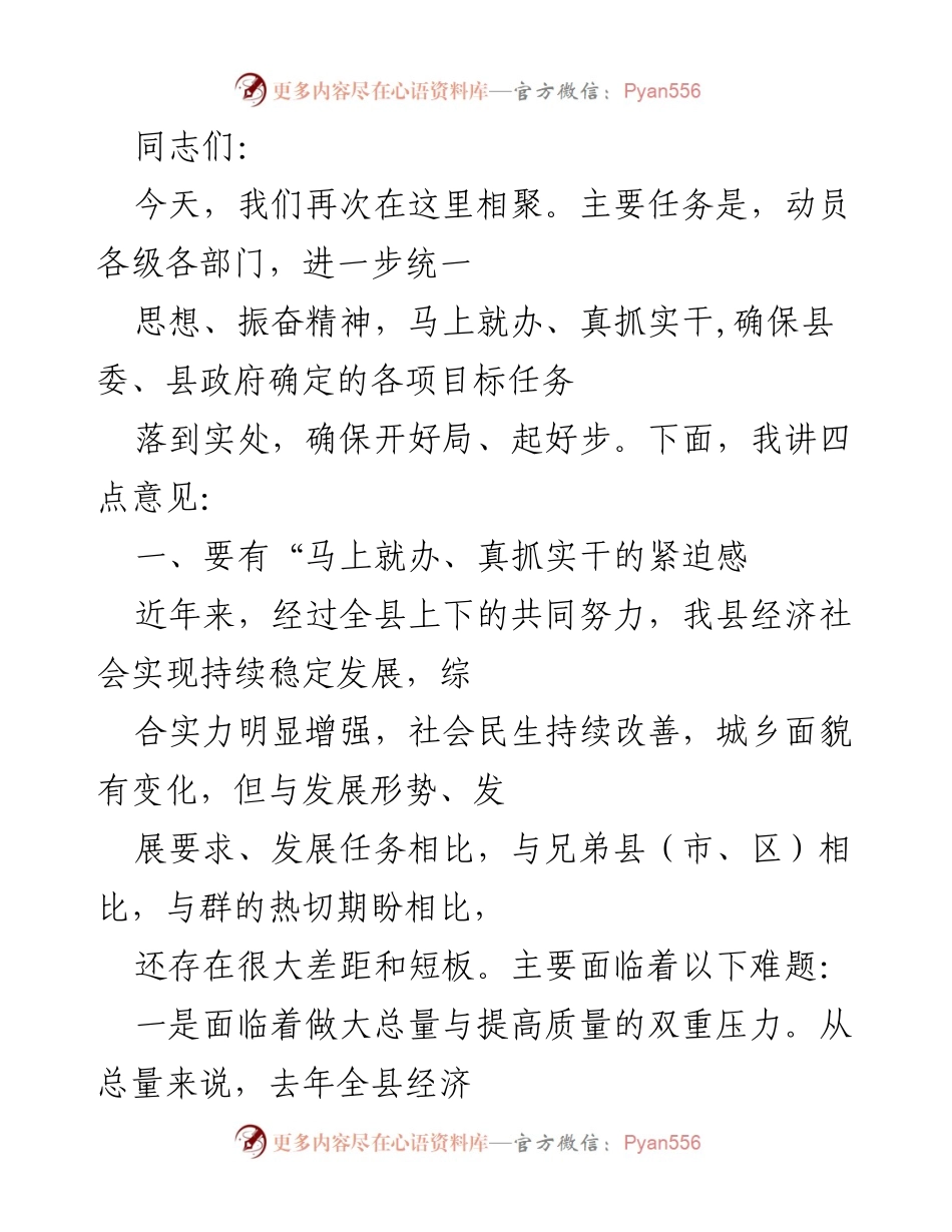 [发言] 动员大会 - 确保目标任务落到实处，奋力推动经济社会发展.docx_第1页