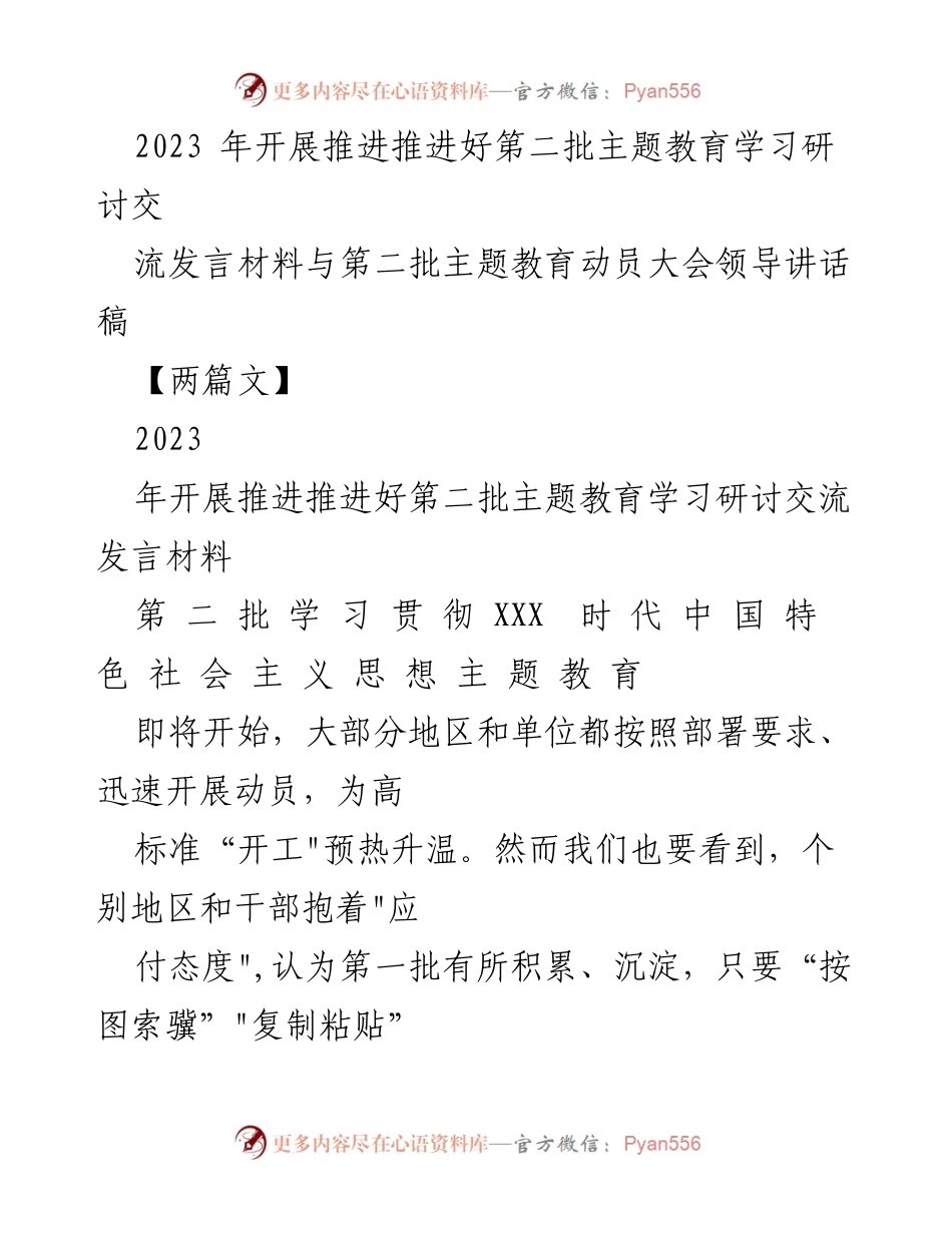 [发言] 动员大会 - 深入推进第二批主题教育的有效策略与警示.docx_第1页
