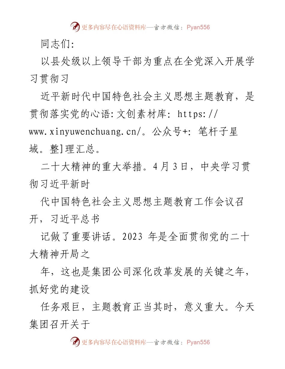 [发言] 动员会 - 深入开展习近平新时代中国特色社会主义思想主题教育的重要性与任务.docx_第1页