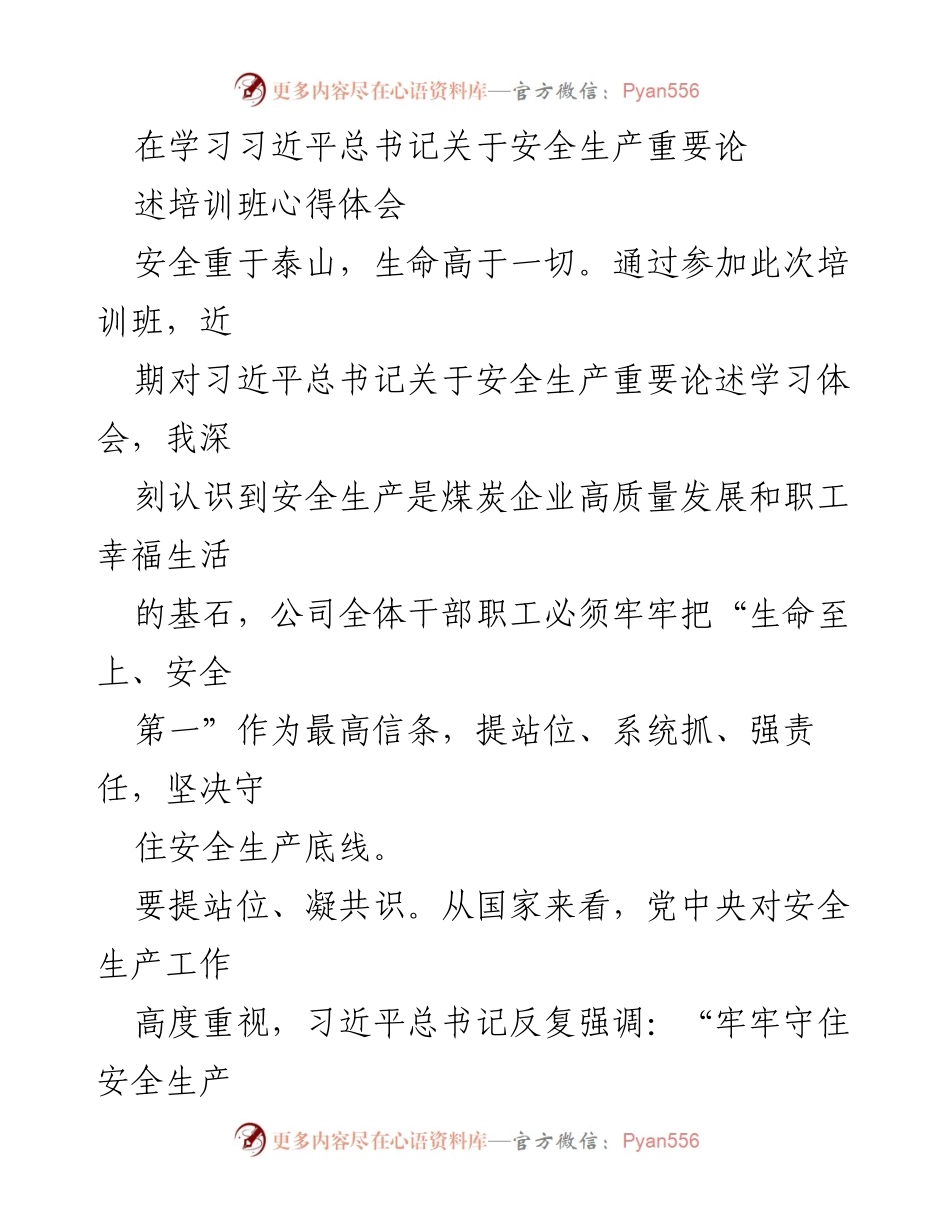 [发言] 培训班 - 深入学习习近平总书记安全生产论述的重要性与实践要求.docx_第1页
