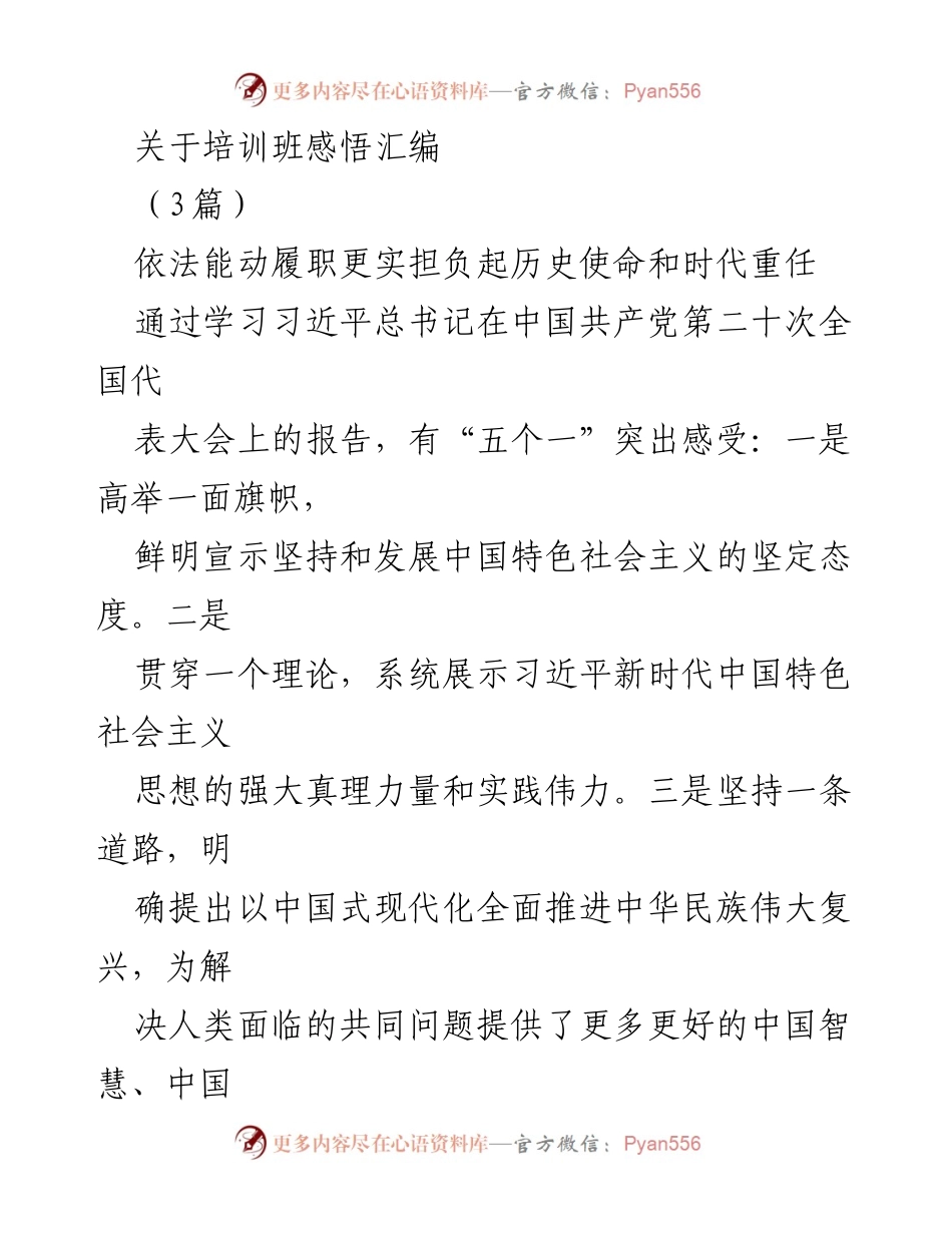 [发言] 培训班 - 依法能动履职，担负历史使命与时代重任.docx_第1页