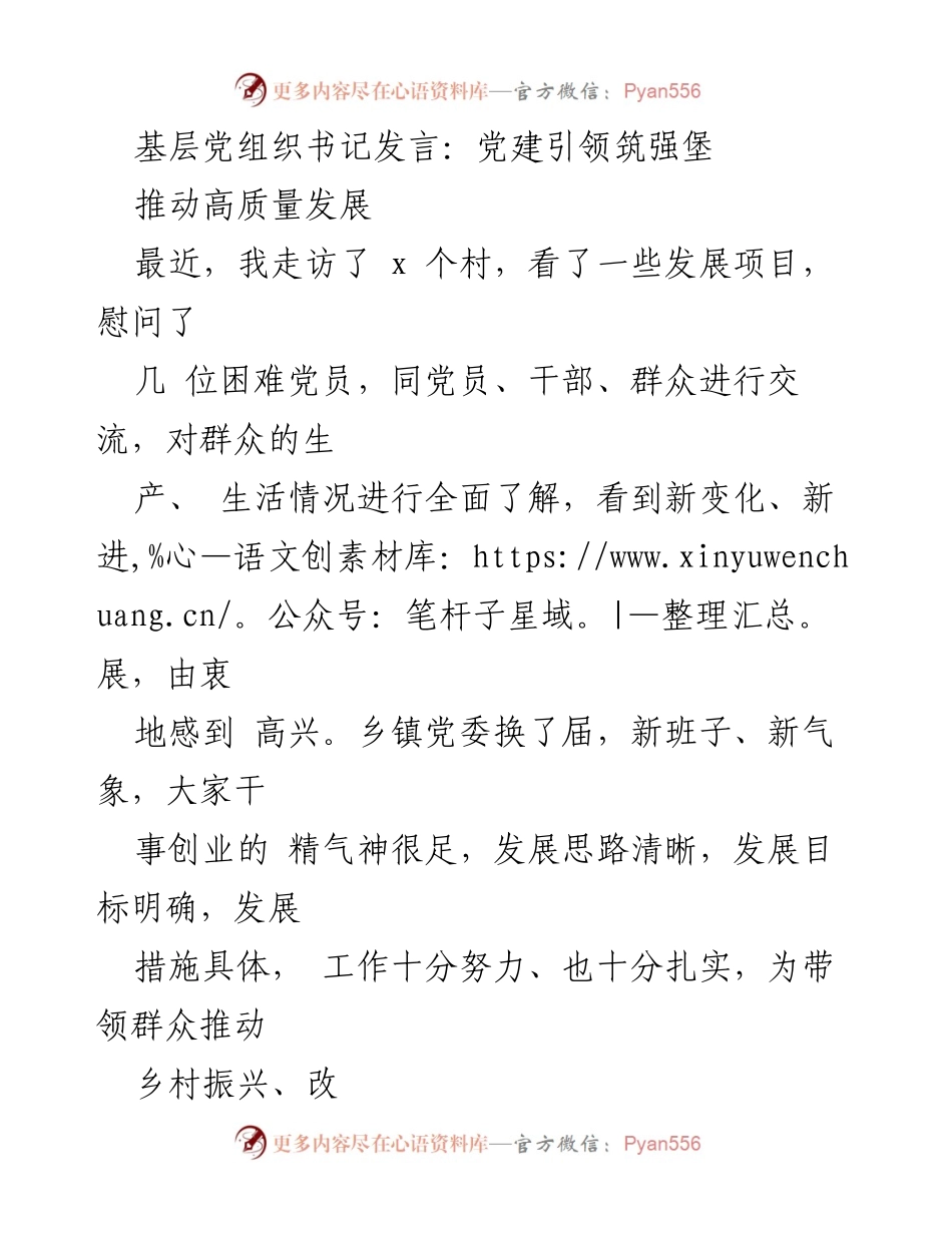 [发言] 基层党组织会议 - 党建引领乡村振兴的使命与责任.docx_第1页