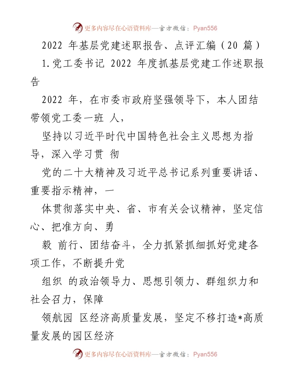 [发言] 基层党建述职 - 2022年度基层党建工作述职报告与成效总结.docx_第1页