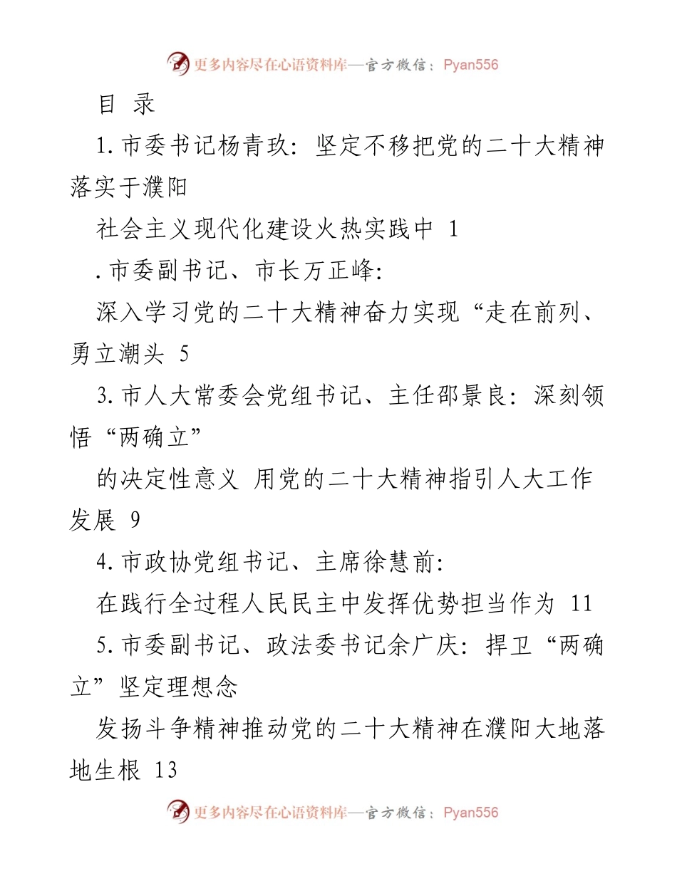 [发言] 坚定不移落实党的二十大精神推动濮阳现代化建设.docx_第1页