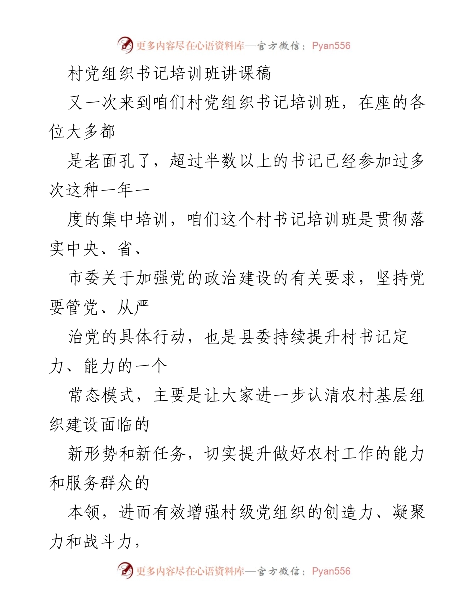 [发言] 培训班 - 村党组织书记的角色定位与责任担当.docx_第1页