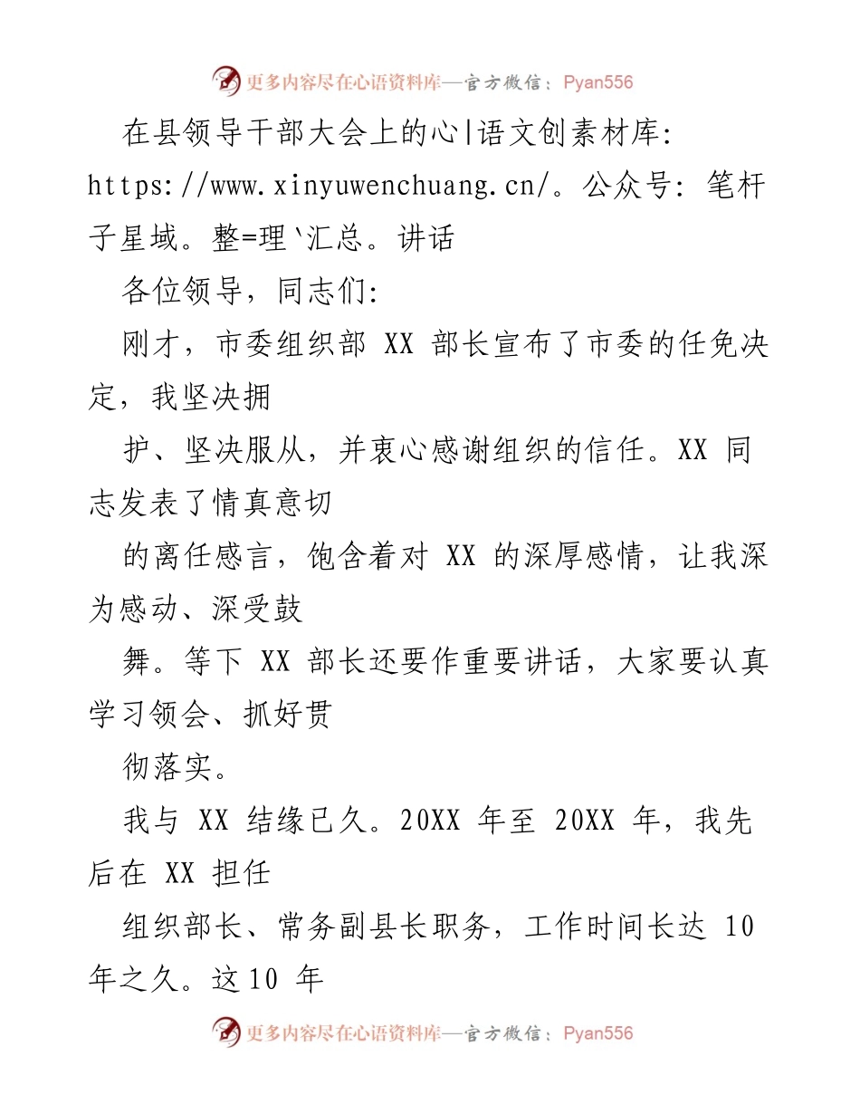 [发言] 县领导干部大会 - 领导干部大会上的讲话与责任展望.docx_第1页