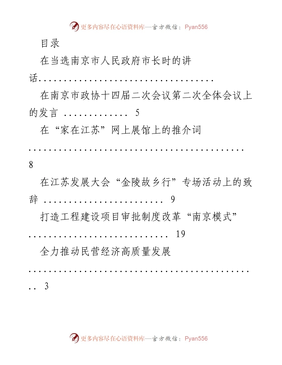 [发言] 南京市人民政府市长当选及相关会议发言汇总.docx_第1页