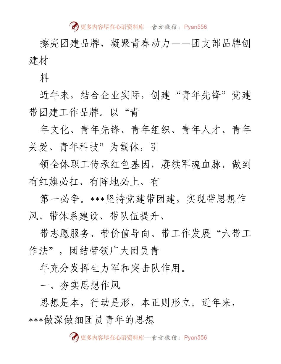 [发言] 团支部建设 - 擦亮团建品牌，凝聚青春动力.docx_第1页