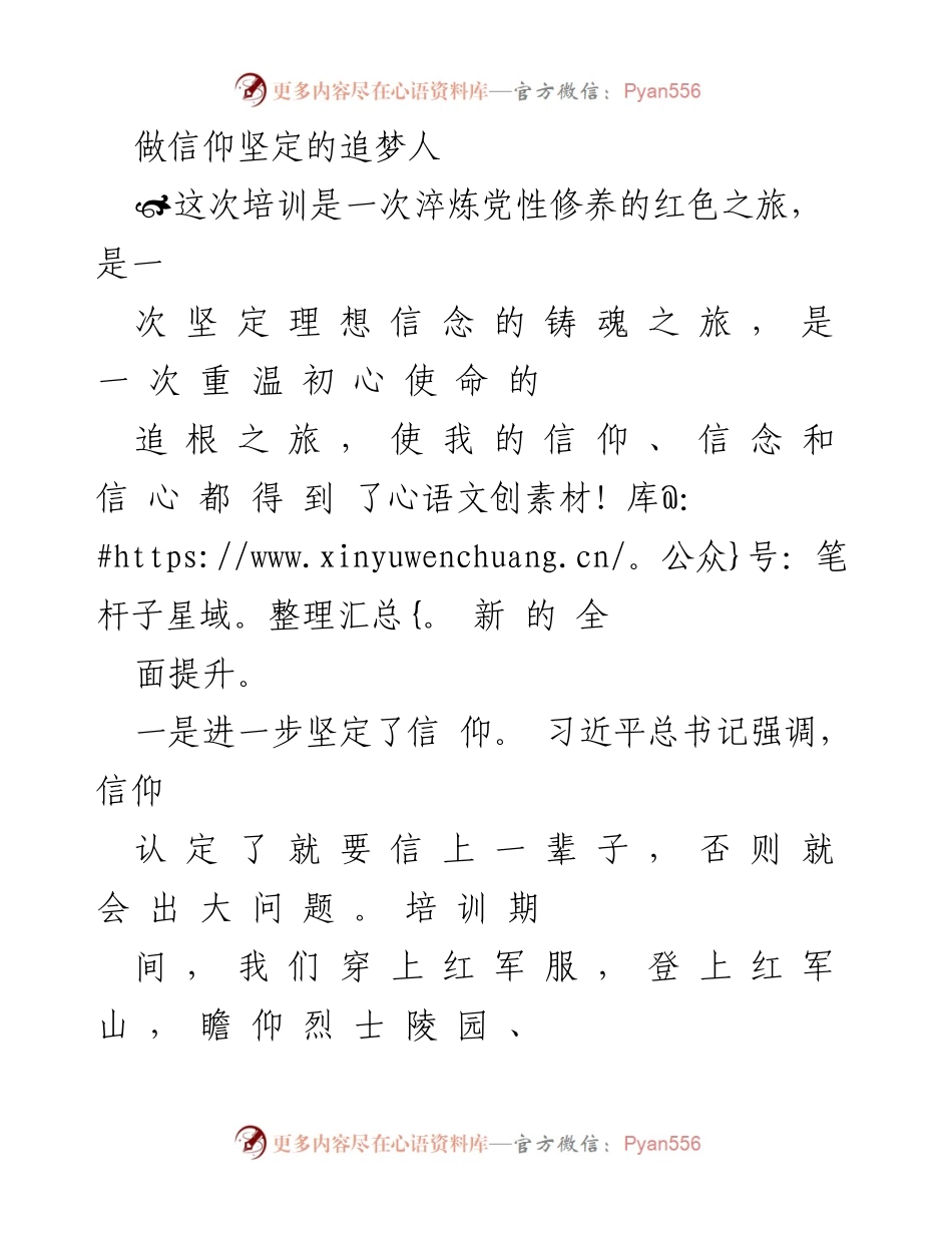 [发言] 培训总结 - 坚定信仰信念，追梦前行的红色之旅.docx_第1页