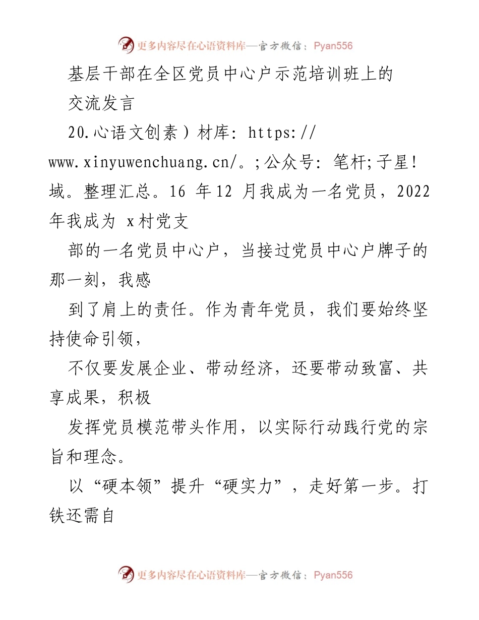 [发言] 培训班 - 青年党员的责任与发展之路.docx_第1页