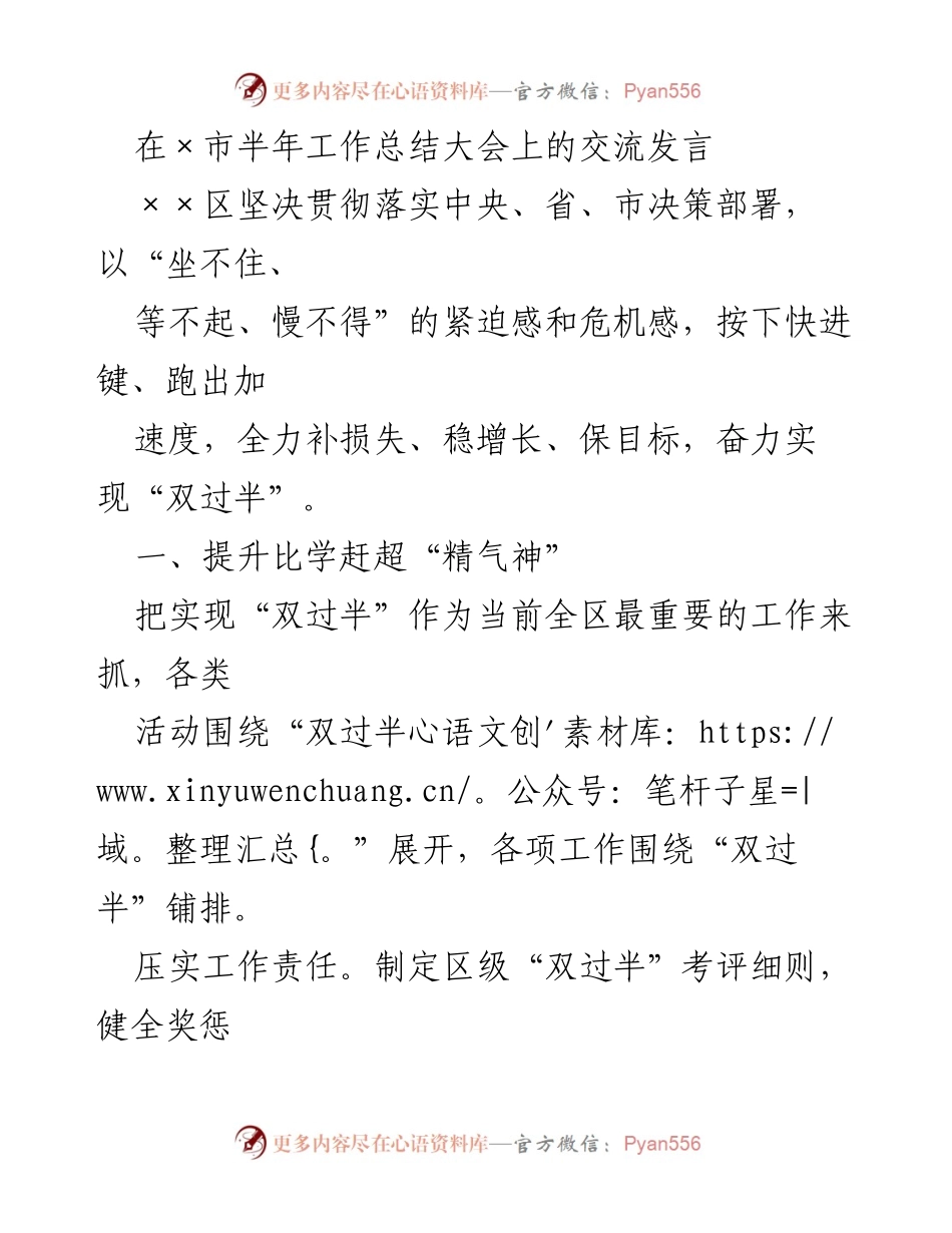 [发言] 半年工作总结大会 - 加速推进“双过半”目标的实践与成效.docx_第1页