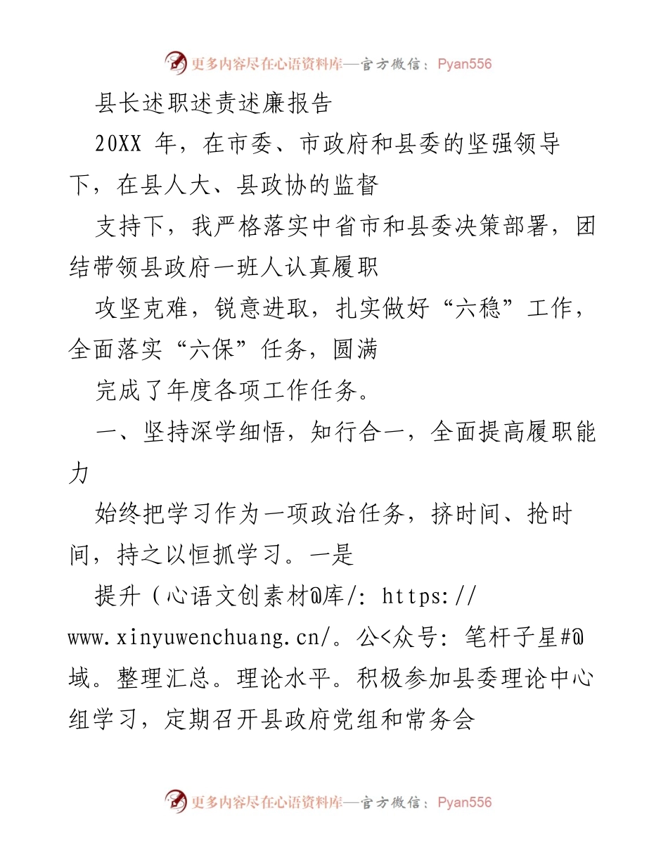 [发言] 县长述职 - 县长2023年度述职述责述廉报告.docx_第1页