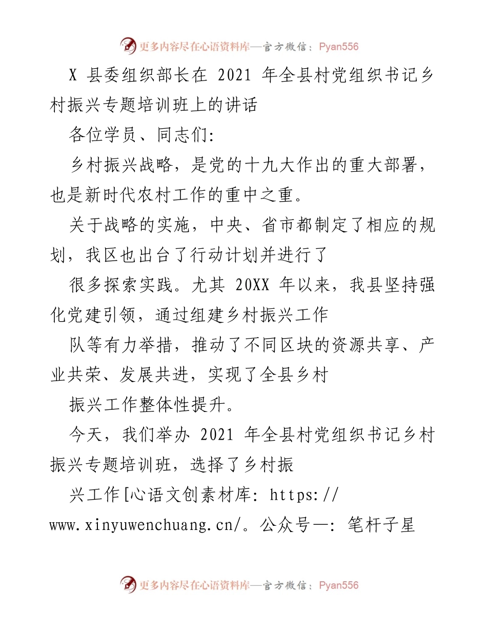 [发言] 培训班 - 乡村振兴战略实施的重要性与发展机遇.docx_第1页
