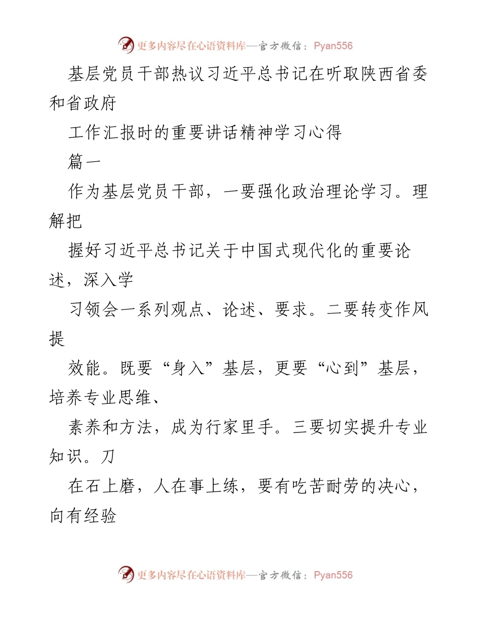 [发言] 基层党员干部学习交流会 - 深入学习习近平总书记重要讲话精神，提升基层干部能力与责任感.docx_第1页